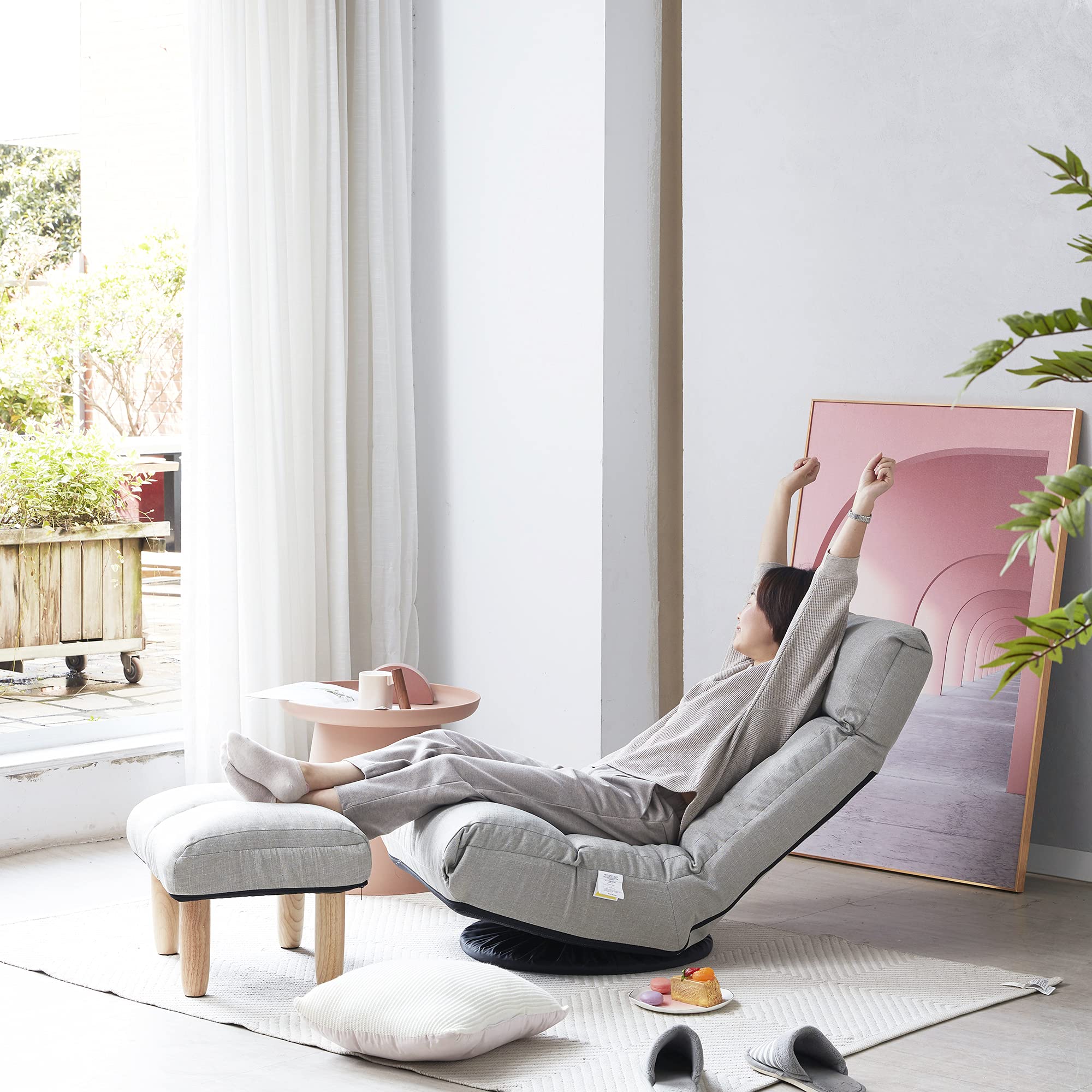 Adjustable Floor Recliner Chair - Japanese Tatami Style Lazy Sofa for Living Room, Balcony & Leisure - Single Seat Floor Sofa with Reclining Back