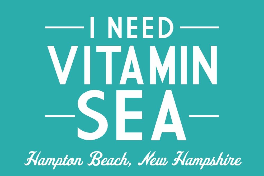 Vitamin Sea Travel Poster - 36x54 Giclee Gallery Print - New Hampshire Hampton Beach Wall Art - Coastal Home Decor for Beach House, Office & Living Room