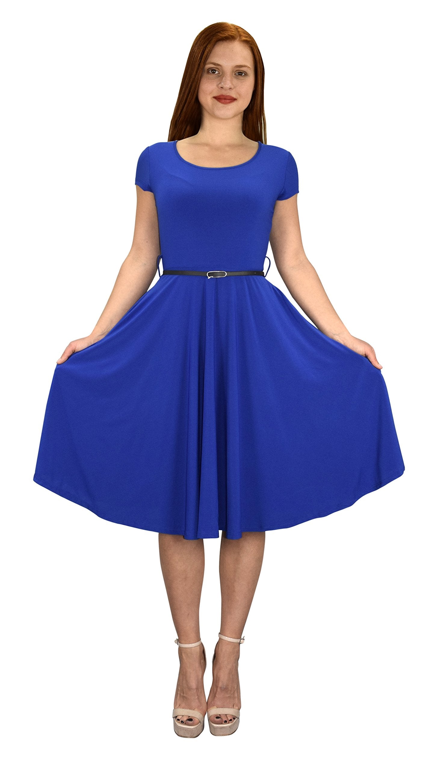 Vintage 1950s Style Women's Waist Belt Flare Swing Dress - Retro Pin-Up Fashion for Parties, Weddings & Special Occasions
