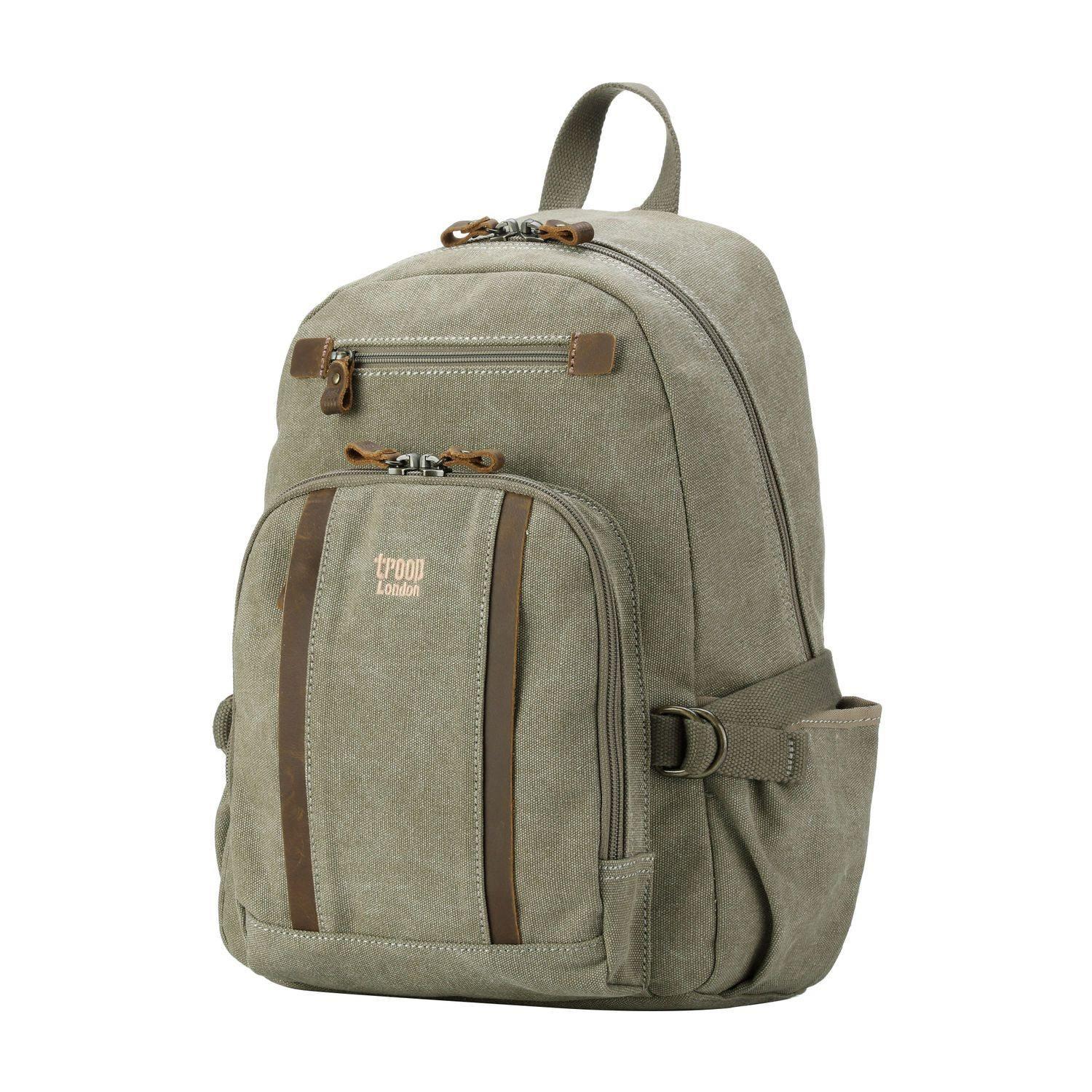 TRP0256 Troop London Classic Canvas Backpack - Medium Size Durable School & Travel Backpack for Men & Women - Perfect for College, Commuting & Outdoor Adventures