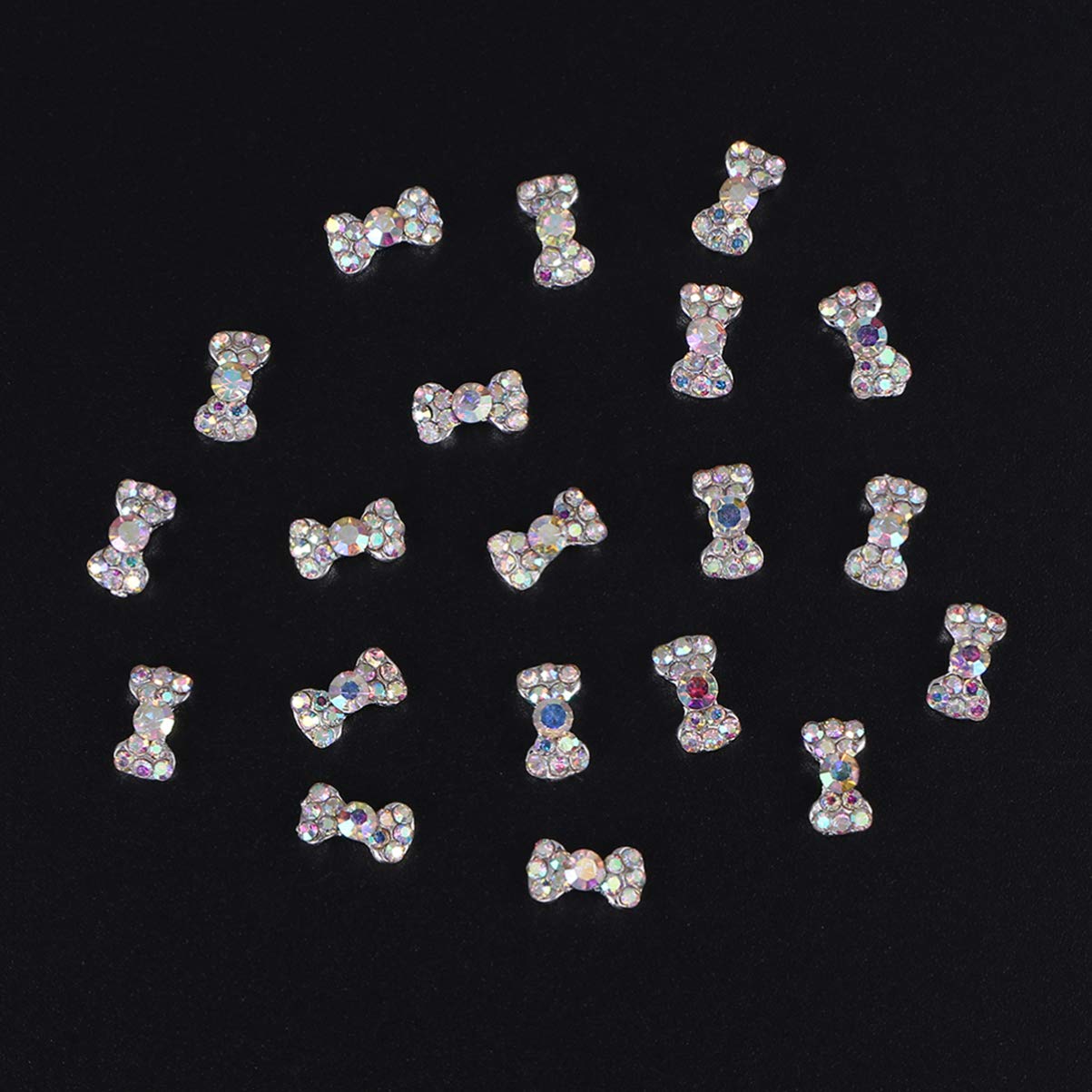 20pcs Rhinestone Nail Art Stickers - Bow Nail Decals, Nail Sequins & Diamond Gems for DIY Nail Art - Perfect for Manicures, Nail Salon, and Home Nail Decoration