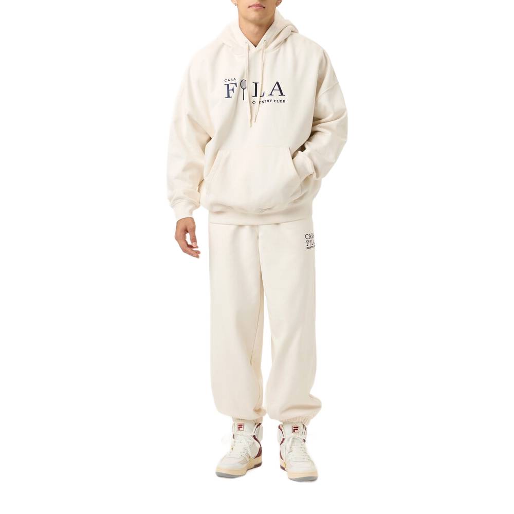 Fila Unisex Country Club Hoodie - Soft Cotton Pullover Sweatshirt for Men & Women (Gardenia White) | Casual Streetwear, Gym, Lounge Wear
