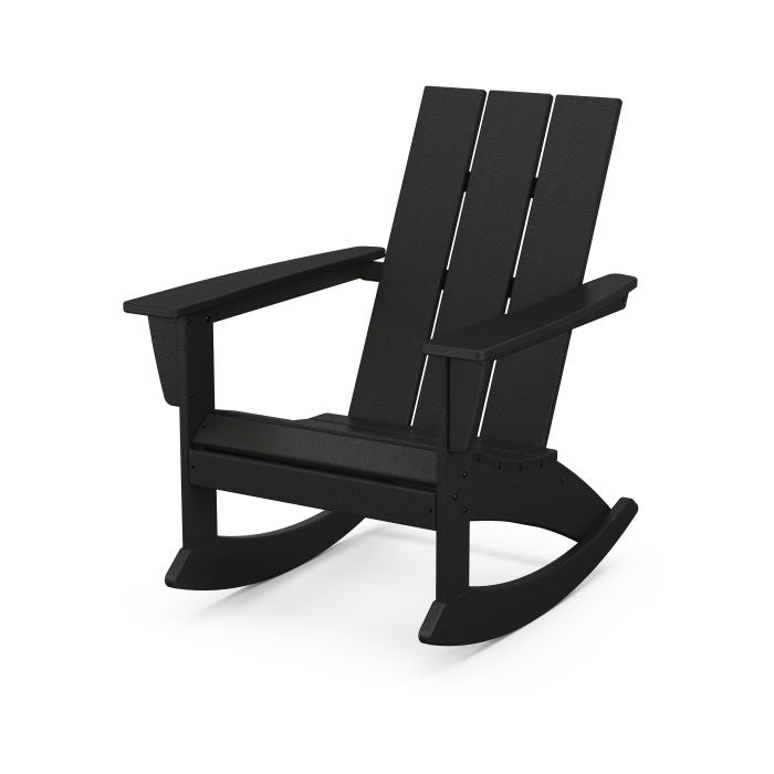 POLYWOOD Modern Adirondack Rocking Chair - Durable Outdoor Furniture for Patio, Garden & Poolside Relaxation | All-Weather Resin Wicker Design | Comfortable Rocking Motion | Perfect for Backyard, Deck or Porch