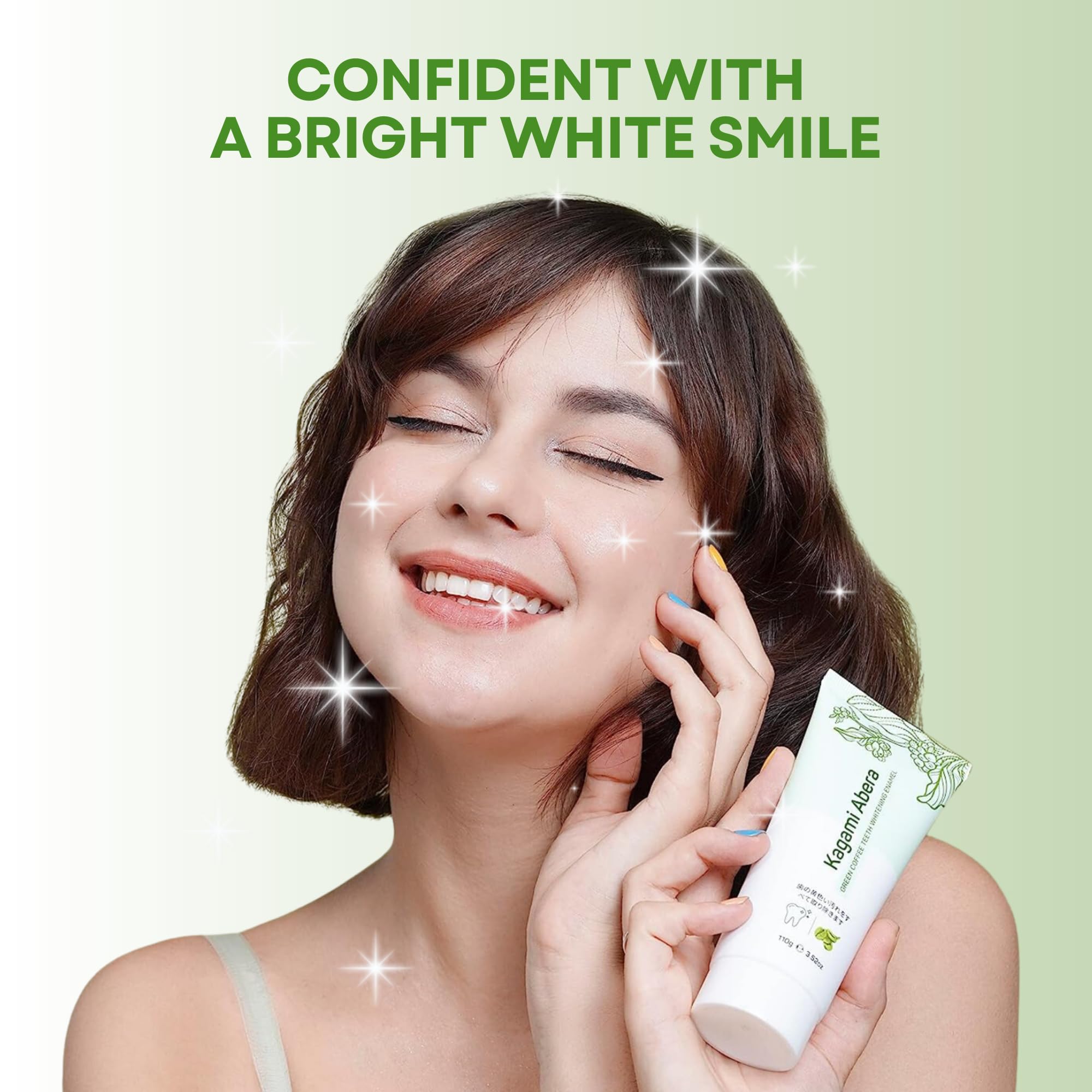 Kagami Abera Natural Whitening Toothpaste - Fluoride Free, Plaque Fighting Formula with Fermented Green Coffee Extract for Brighter Teeth & Fresh Breath, 3.52 oz | Gentle Oral Care for Sensitive Teeth, Vegan & Cruelty-Free | Perfect for Daily Use & Travel-Friendly Size