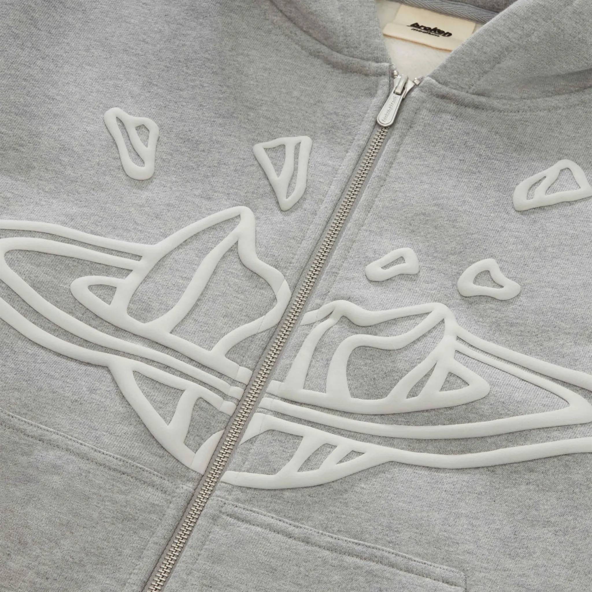 Broken Planet Outer Space Zip Up Hoodie - Heather Grey | Trendy Streetwear for Men & Women | Perfect for Casual Outfits, Gym & Outdoor Activities