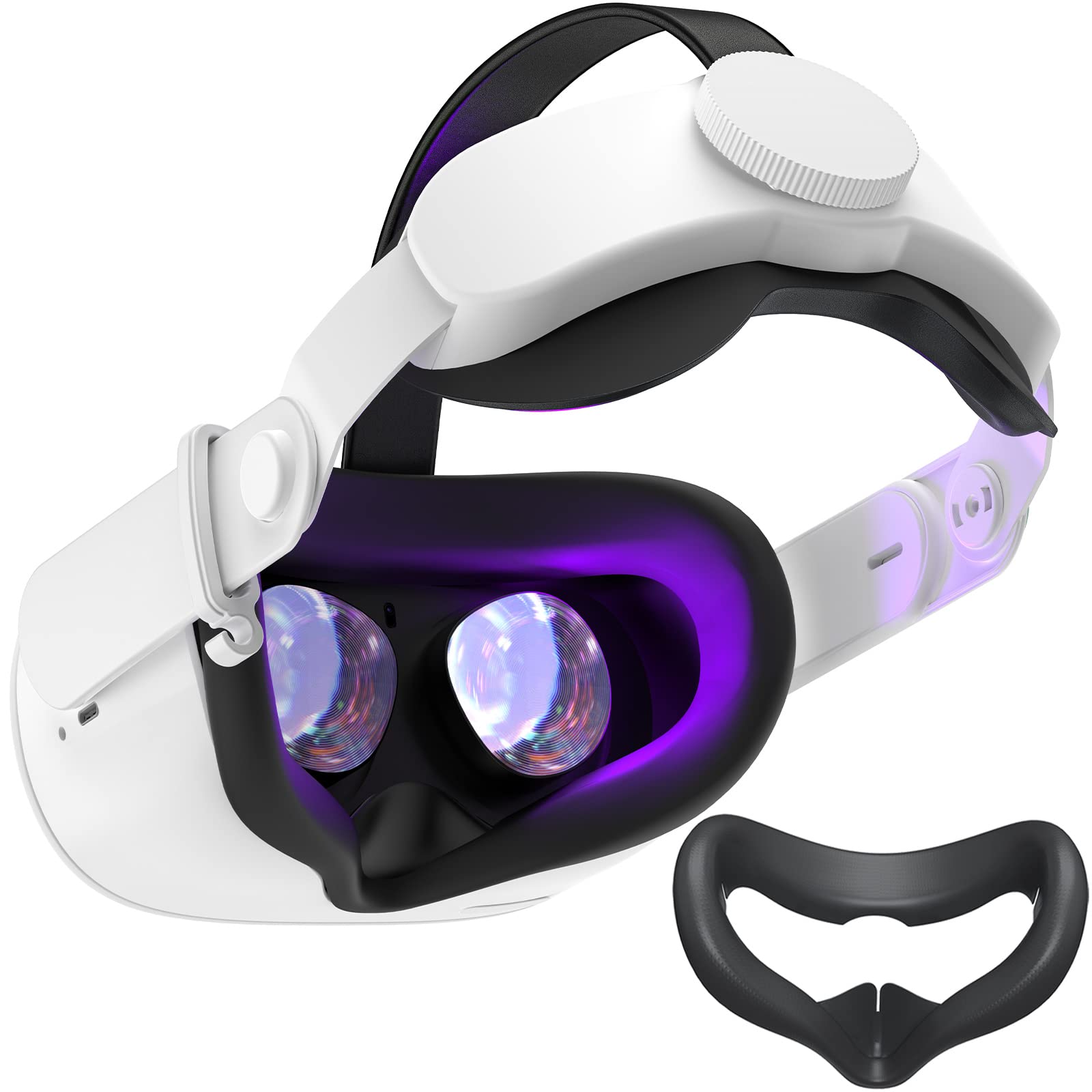 SUPERUS Comfortable Head Strap & Anti-Sweat Silicone Face Cover for Oculus Quest 2/Meta Quest 2 VR Headset Accessories - Enhanced Padding for Long Gaming Sessions, Workouts & Virtual Reality Experiences (Black)