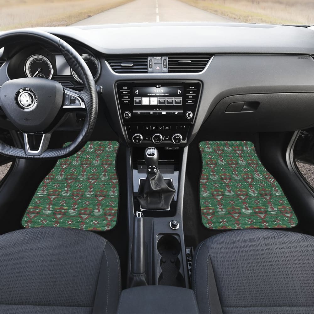 Premium Green Ugly Christmas Snowman Car Floor Mats - Waterproof & Durable for Holiday Decor - Perfect for Winter Car Accessories & Christmas Gifts