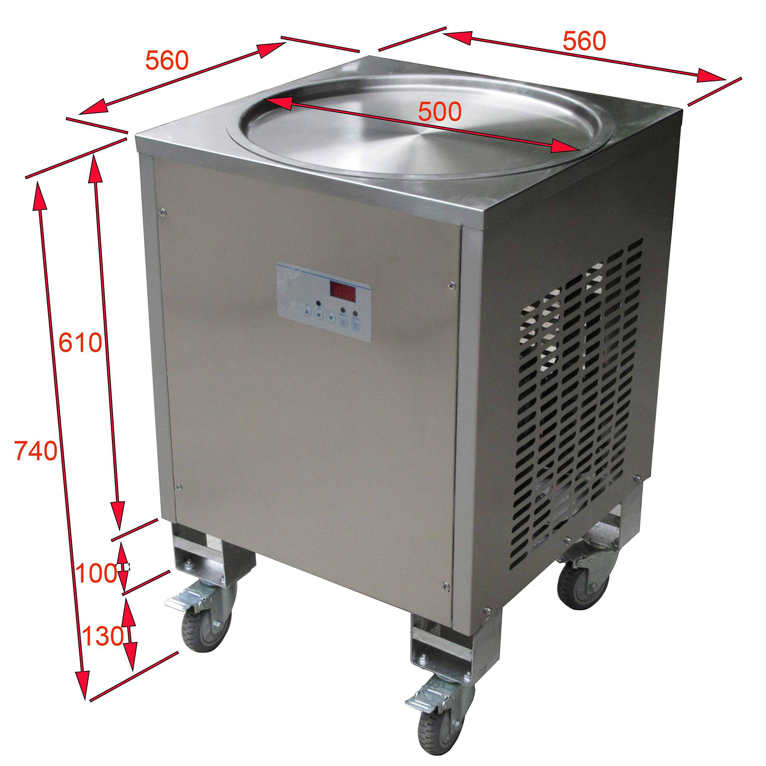 Commercial 20-Inch Single Round Pan Roll Ice Cream Machine - Thai Stir Fry & Fried Ice Cream Maker for Restaurants & Dessert Shops - Perfect for Making Rolled Ice Cream, Gelato & Frozen Treats