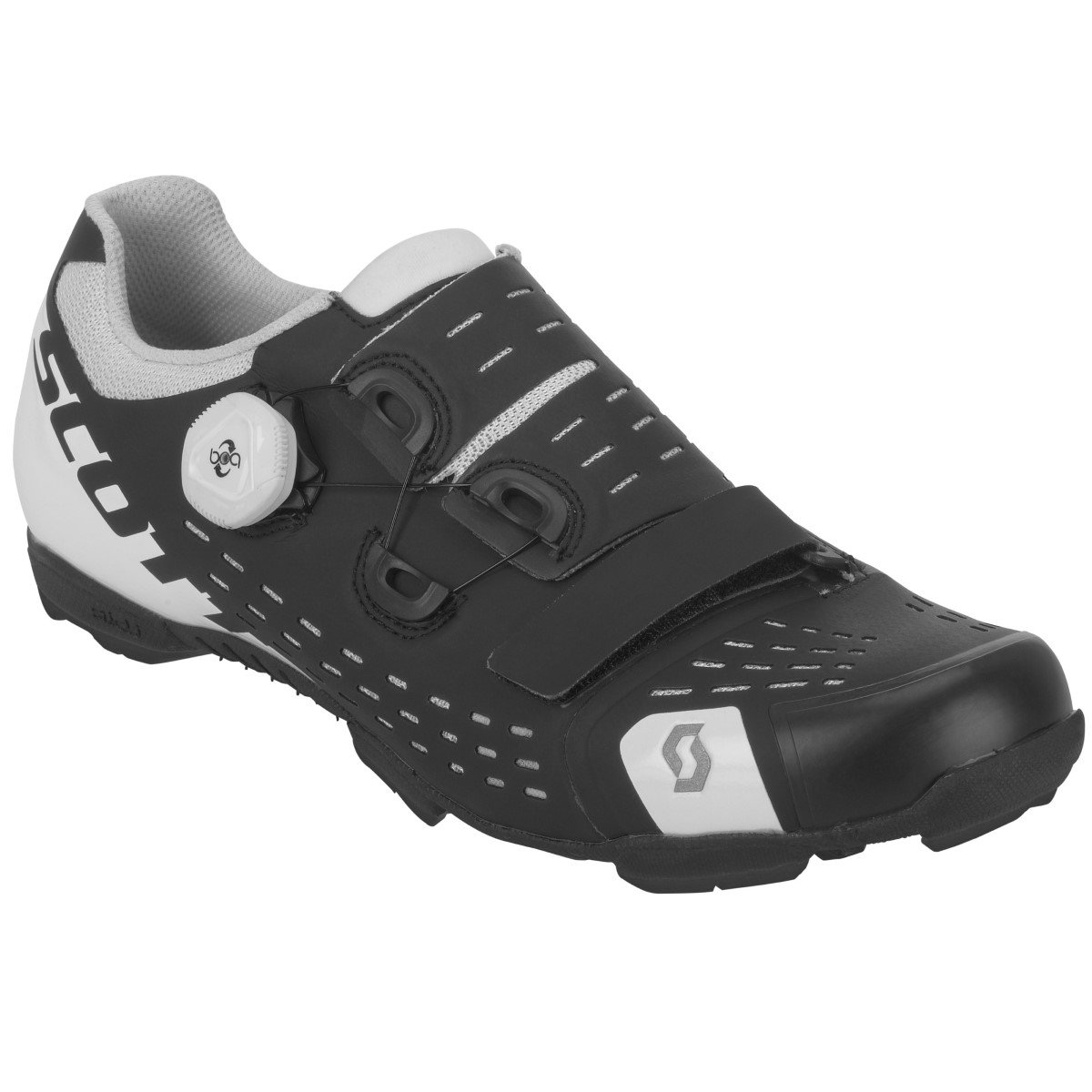 Scott MTB Premium Mountain Bike Shoes for Men - Matt Black/Gloss White - Size 46 | Durable Cycling Shoes for Trail Riding & Mountain Biking