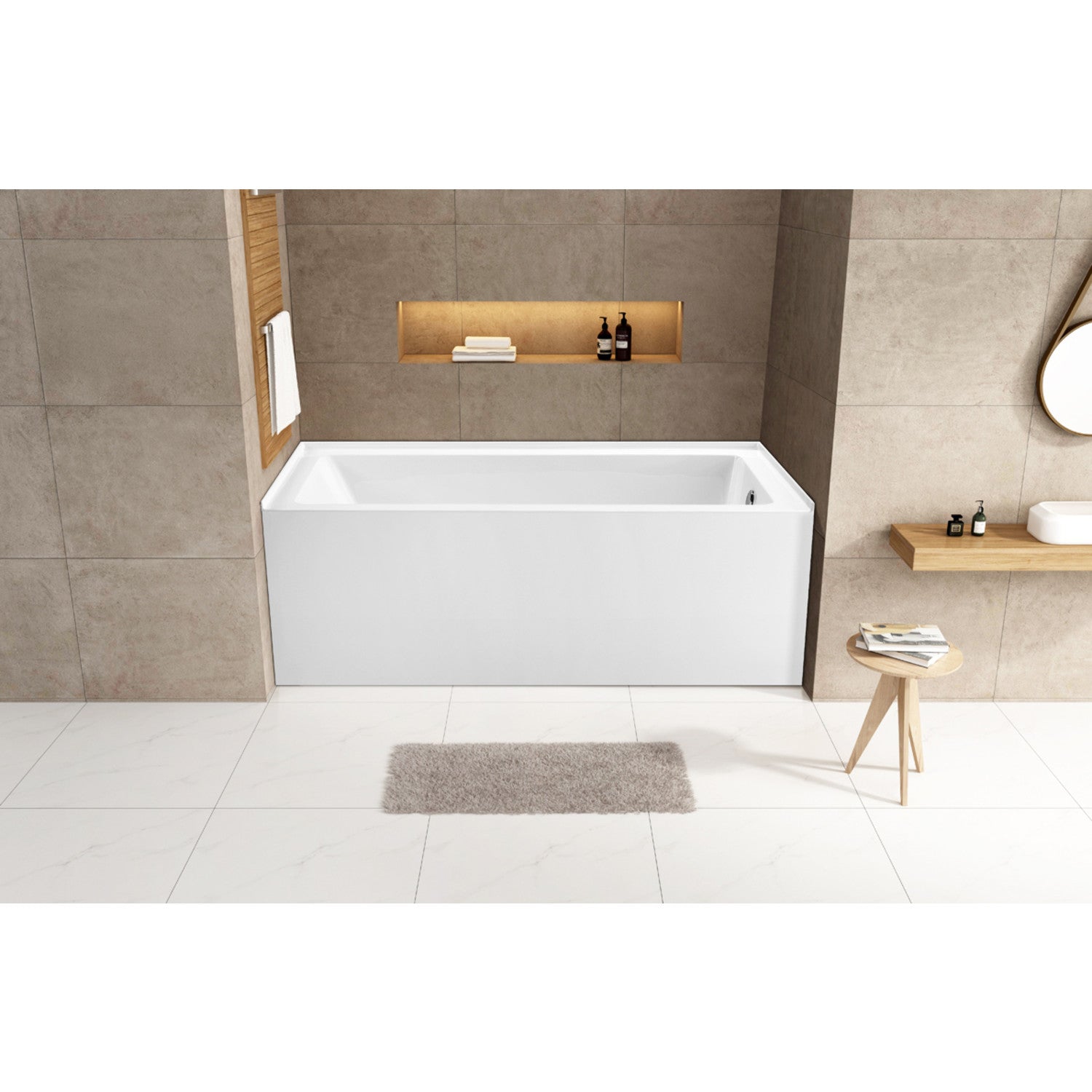 Aqua Eden VTAP6032R22 60 Inch Acrylic Rectangular 3 Wall Alcove Bathtub - Right Hand Drain Hole, Glossy White - Perfect for Modern Bathroom Renovations & Spa-Like Relaxation