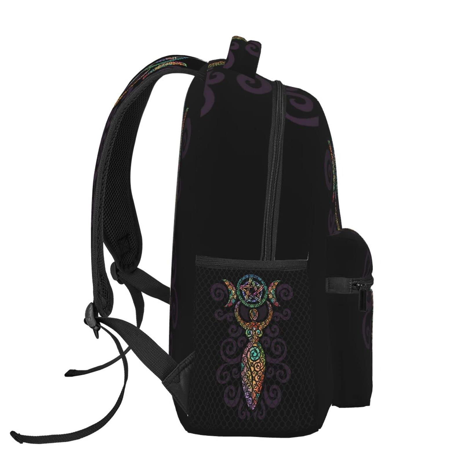 Wicca Triple Moon Gaia Themed Backpack - Unisex Casual Daypack for Men, Women & Teens - Durable School, College, Laptop, Hiking & Travel Bookbag - Perfect for Wiccan Practitioners, Nature Lovers & Outdoor Adventures