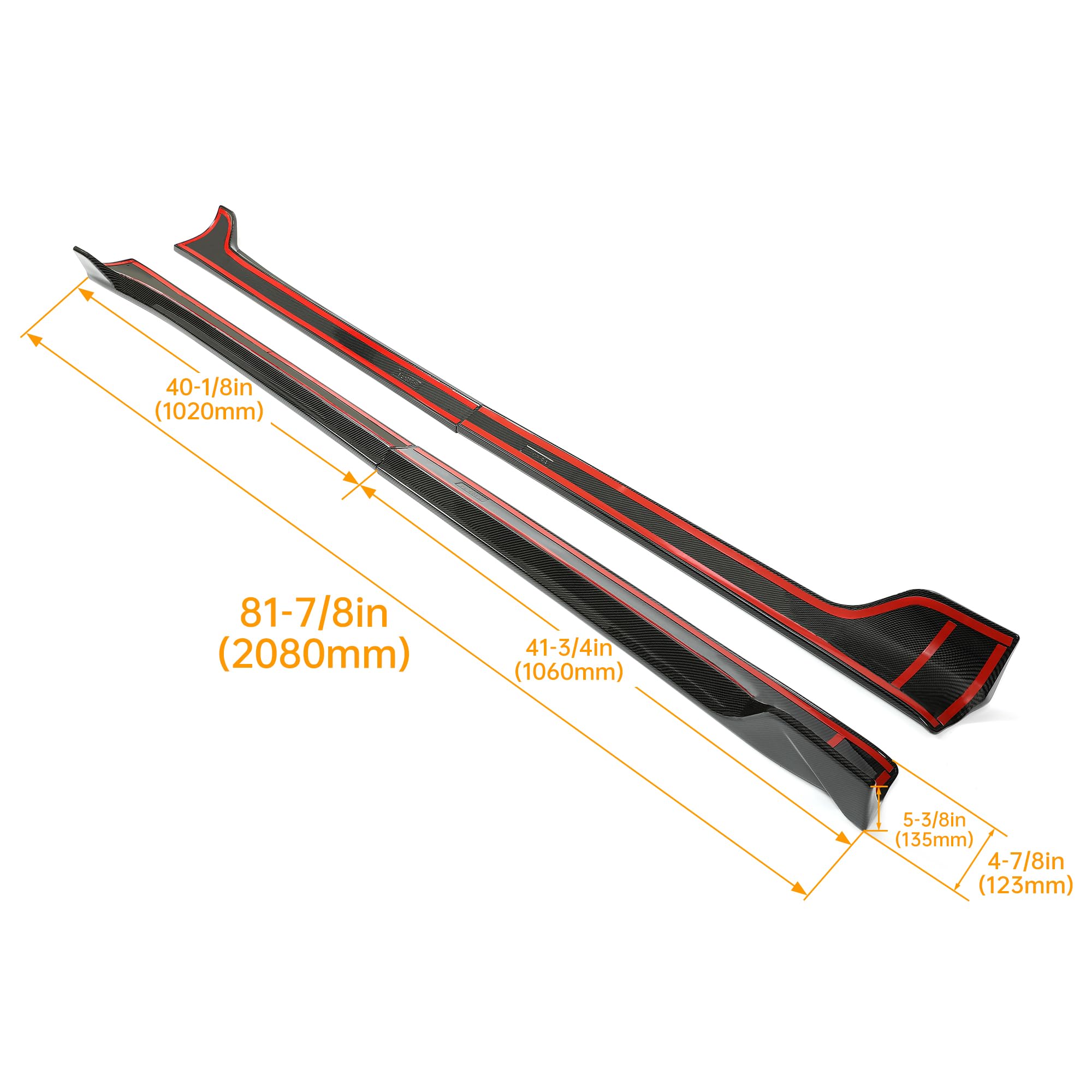 KUAFU Side Skirts for 2017-2023 Tesla Model 3 - ABS Carbon Fiber Style Rocker Panel Spoiler Extensions (4PCS) | Enhance Appearance & Aerodynamics | Perfect for Car Enthusiasts & Performance Upgrades