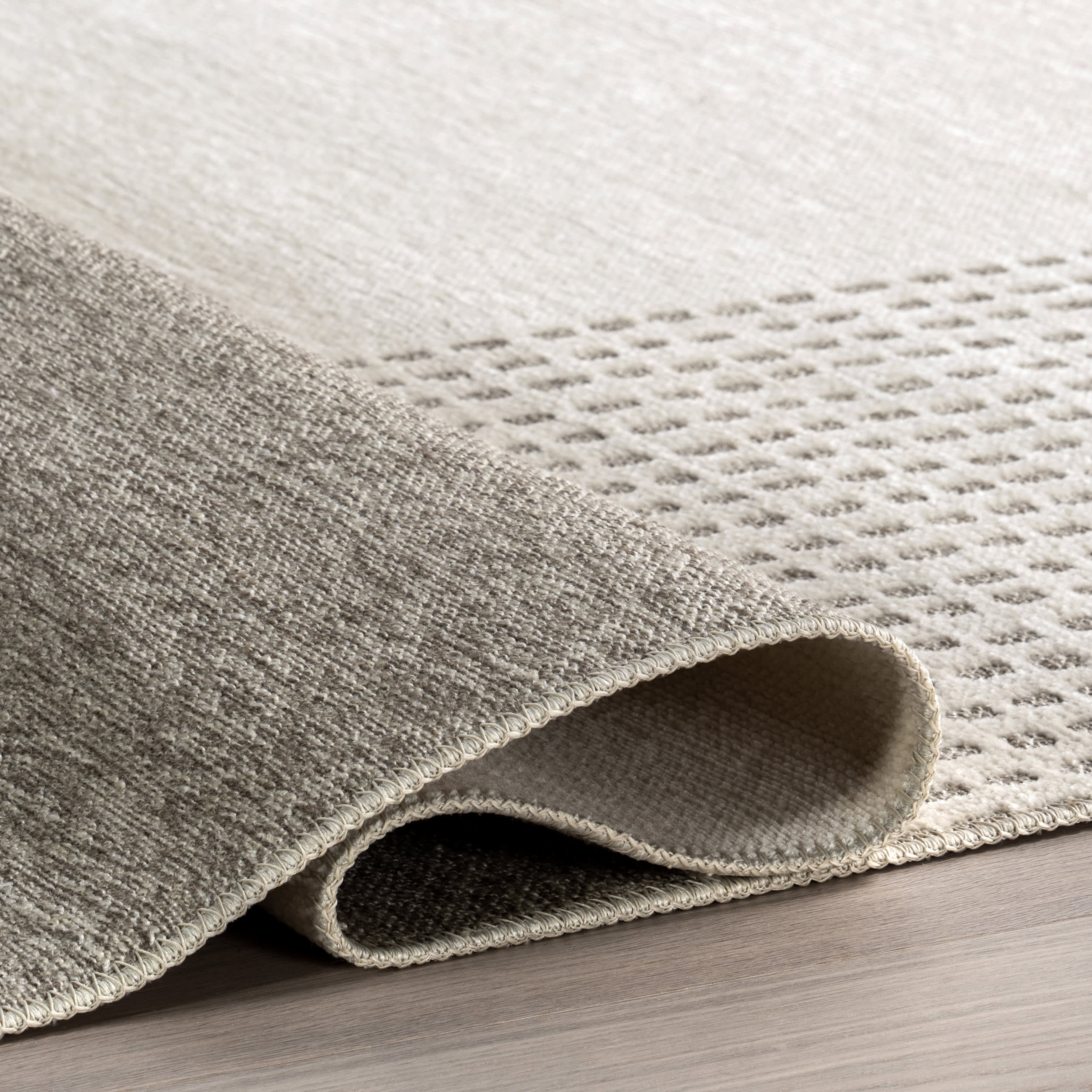 Darcy Dual Plaid Reversible Washable Rug - Soft Cream Area Rug for Living Room, Bedroom, Nursery | Machine Washable Non-Slip Floor Mat for Home Decor