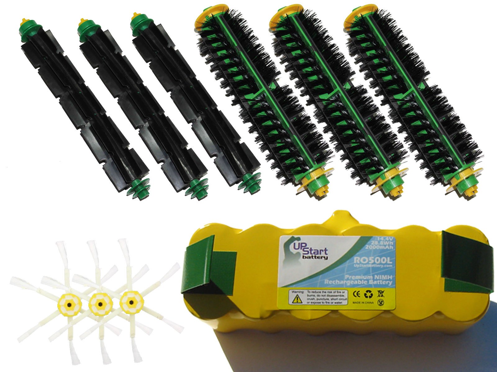 iRobot Roomba 500 Series Replacement Parts Kit - 1 Battery, 3 Bristle Brushes, 3 Flexible Beater Brushes & 3 6-Arm Side Brushes - Compatible with Roomba 560 570 580 610 620 630 650 660 670 671 675 680 685 - Perfect for Deep Cleaning & Maintenance