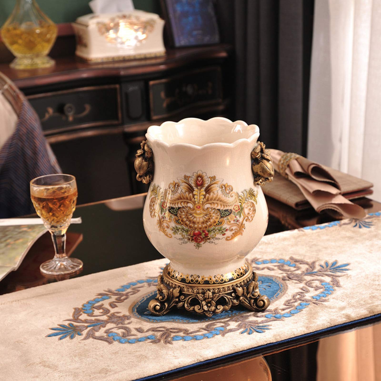 Hand Painted Ceramic Vases - Retro Floral Design Home Decor for Living Room, Bedroom & Dining Table - Perfect for Flower Arrangements and Centerpieces