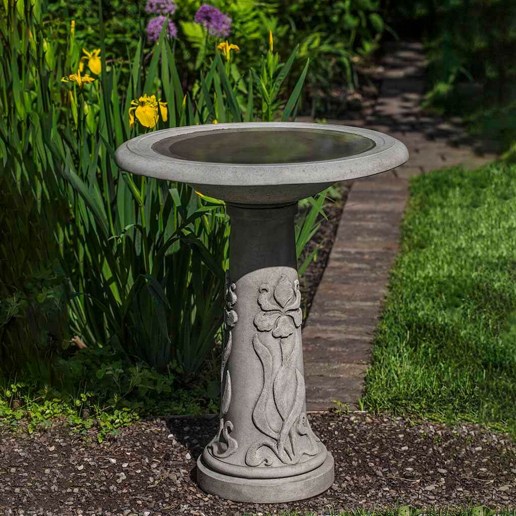 Campania International Iris Meadow Birdbath - Elegant Garden Decor for Outdoor Bird Watching & Backyard Landscaping