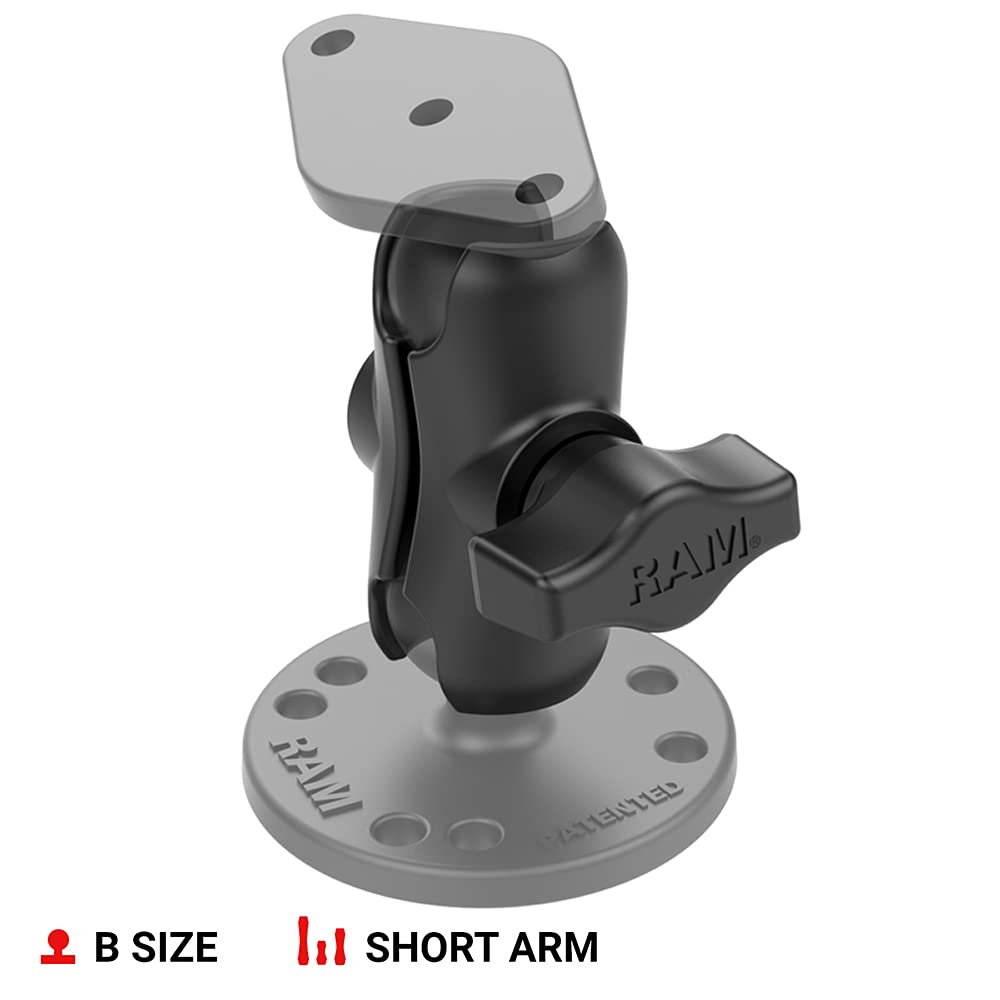 RAM Mounts RAM-B-201U-C 双插座长臂支架 - 兼容1英寸RAM B系列球头组件，适用于车载导航、摩托车仪表及户外设备固定