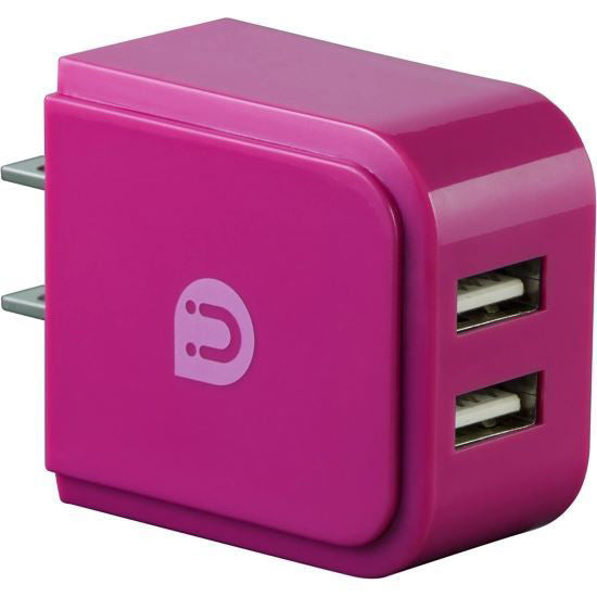 JASCO Pink Uber USB Wall Charger - Fast Charging Adapter for iPhone, Android, Samsung - Perfect for Home, Office, Travel & Car Use
