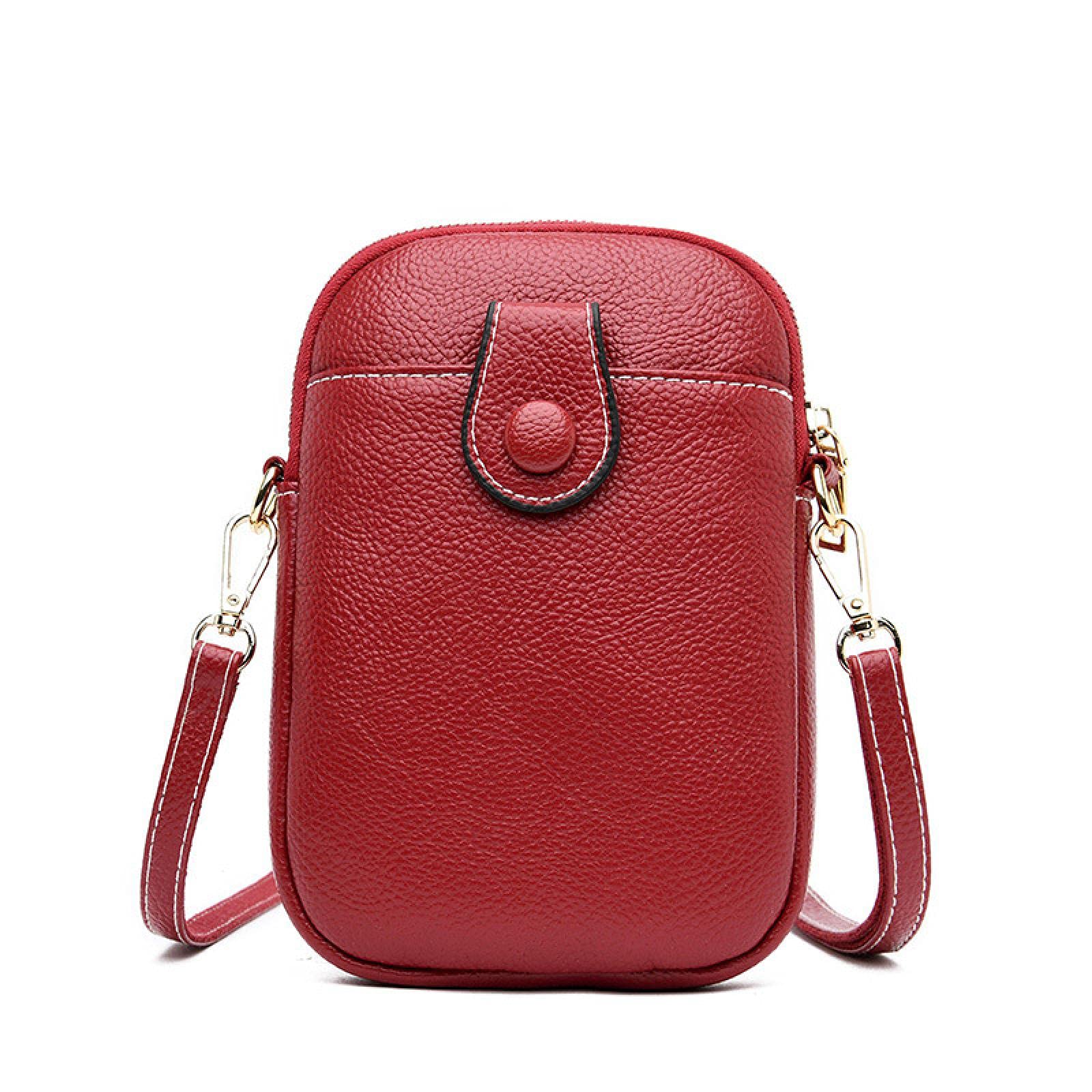 Vintage Leather Key Case & Mini Crossbody Shoulder Bag for Women - Stylish Phone Purse for Daily Use, Travel, and Parties