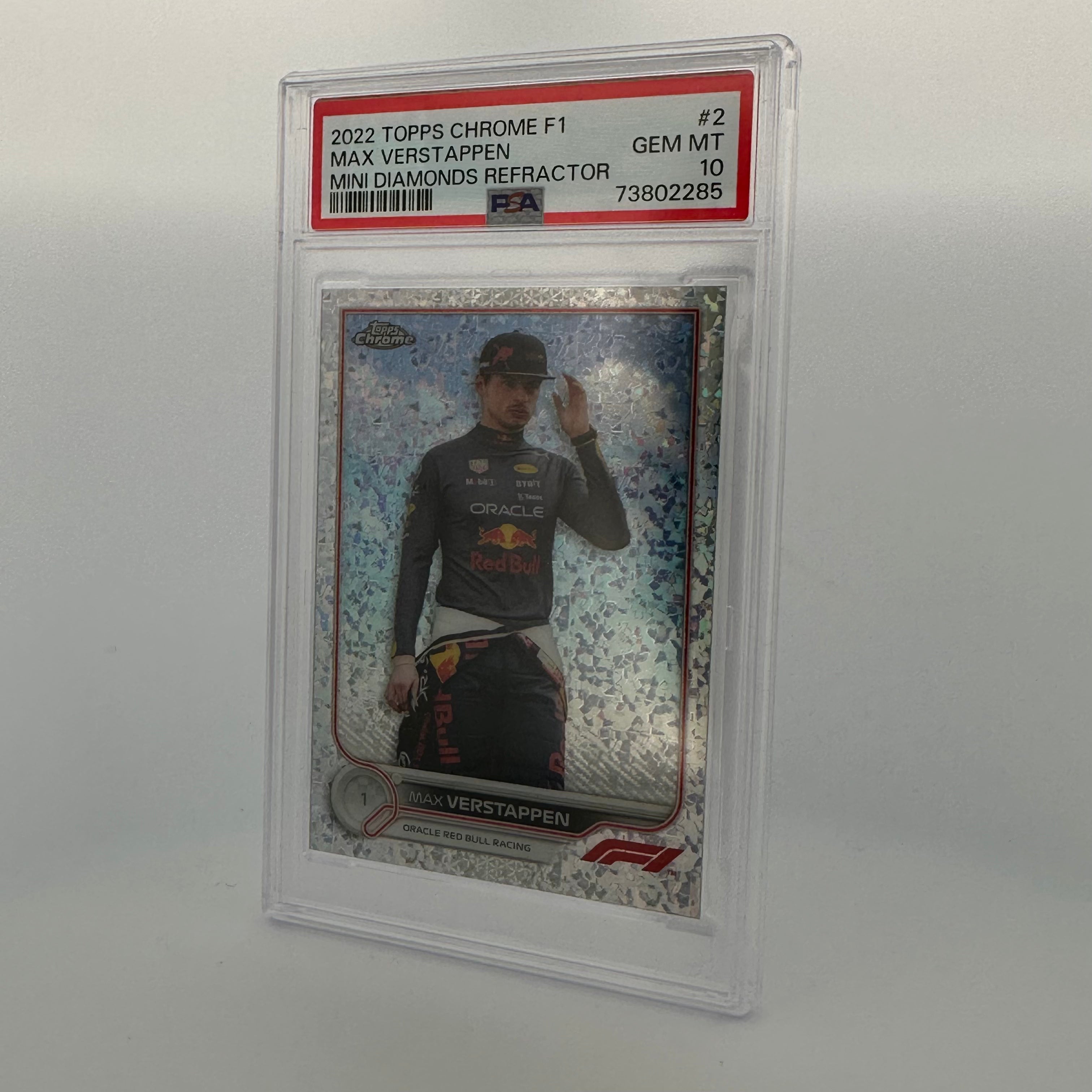 PSA 10 083/299 Max Verstappen #2 Mini Diamonds Refractor Trading Card - Perfect for Collectors, Sports Memorabilia Display & F1 Racing Fans