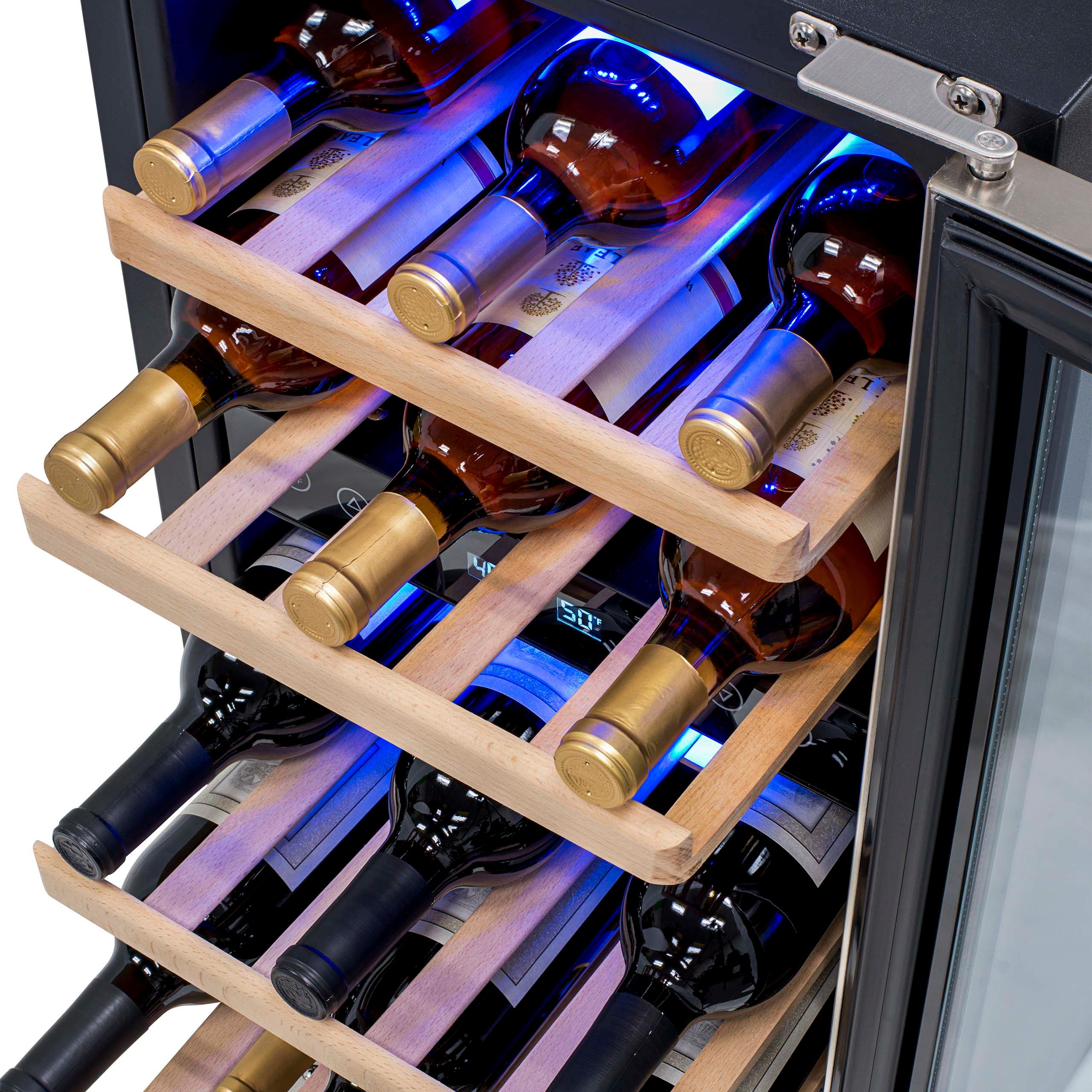 Newair® 29 Bottle 14.8 Stainless Steel Built-In Dual Zone Wine Cooler Refrigerator - Perfect for Home Bars, Restaurants, and Wine Cellars