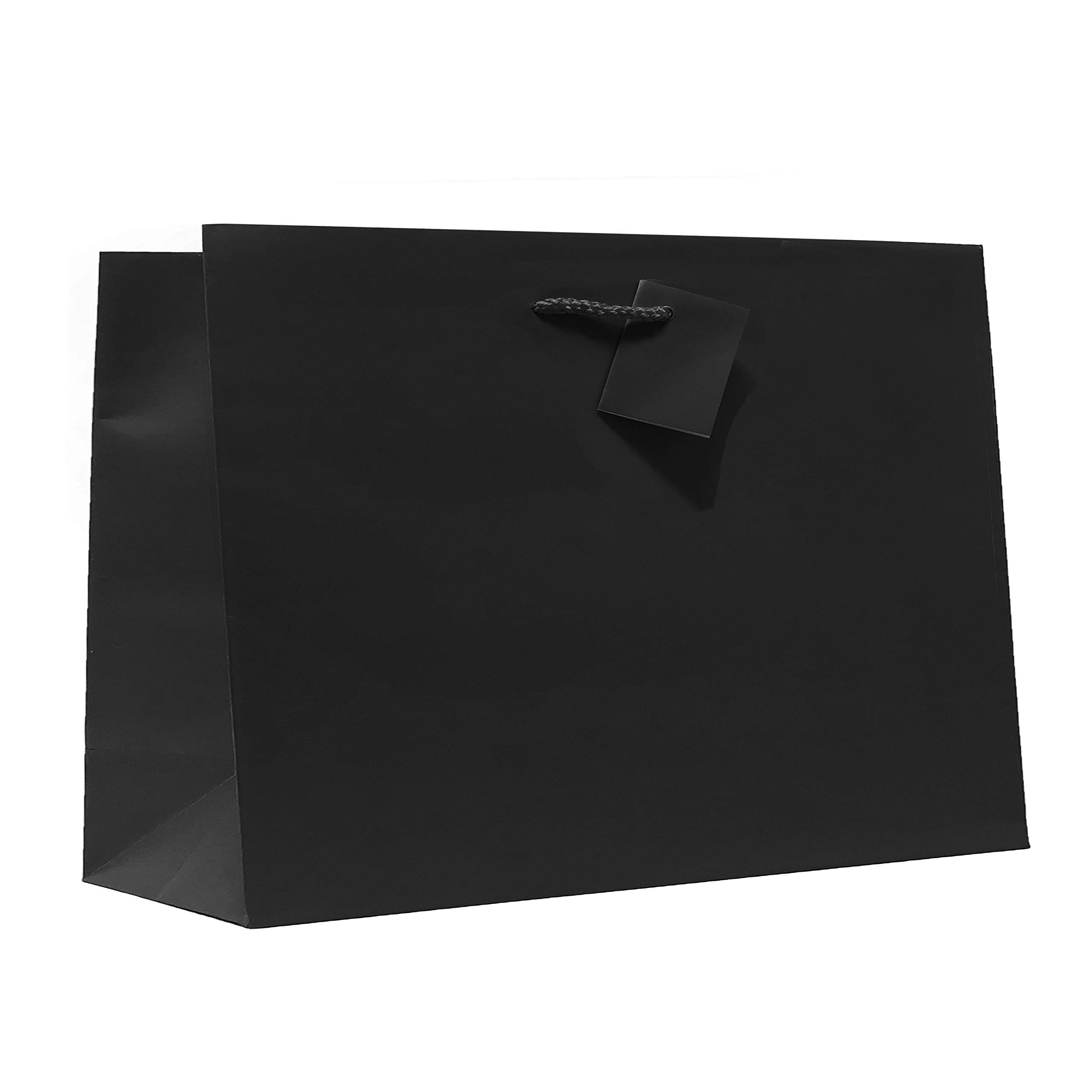 Allgala 12 Pack 16x12x6 Inch Extra Wide Black Gift Bags with Handles - Elegant Party Favor Bags for Birthday, Wedding, Baby Shower, Christmas & Holiday Celebrations - Perfect for Gift Wrapping, Event Decorations and Party Supplies
