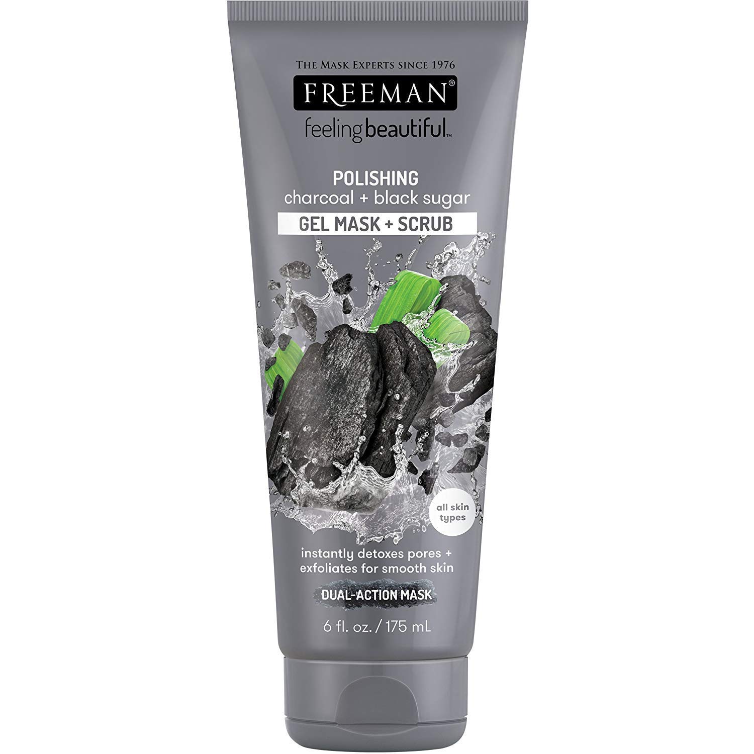 Freeman Charcoal & Black Sugar Facial Polishing Mask - Deep Cleansing & Exfoliating for Glowing Skin, 6 oz (Pack of 6) | Perfect for Acne-Prone & Oily Skin Care Routine