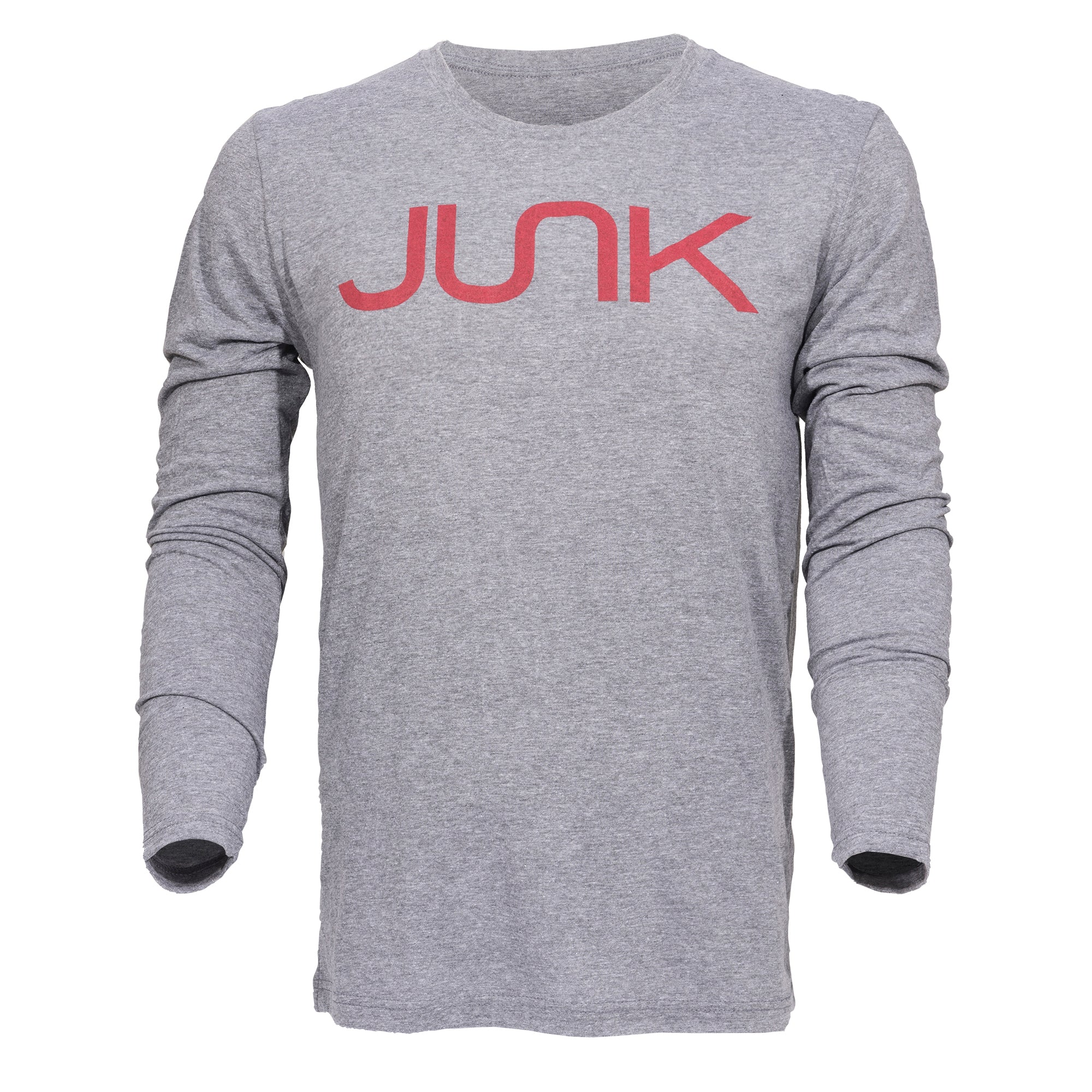 JUNK Heather Gray Long Sleeve T-Shirt for Men & Women | Soft Cotton Comfort Fit Casual Top | Perfect for Everyday Wear, Layering & Street Style