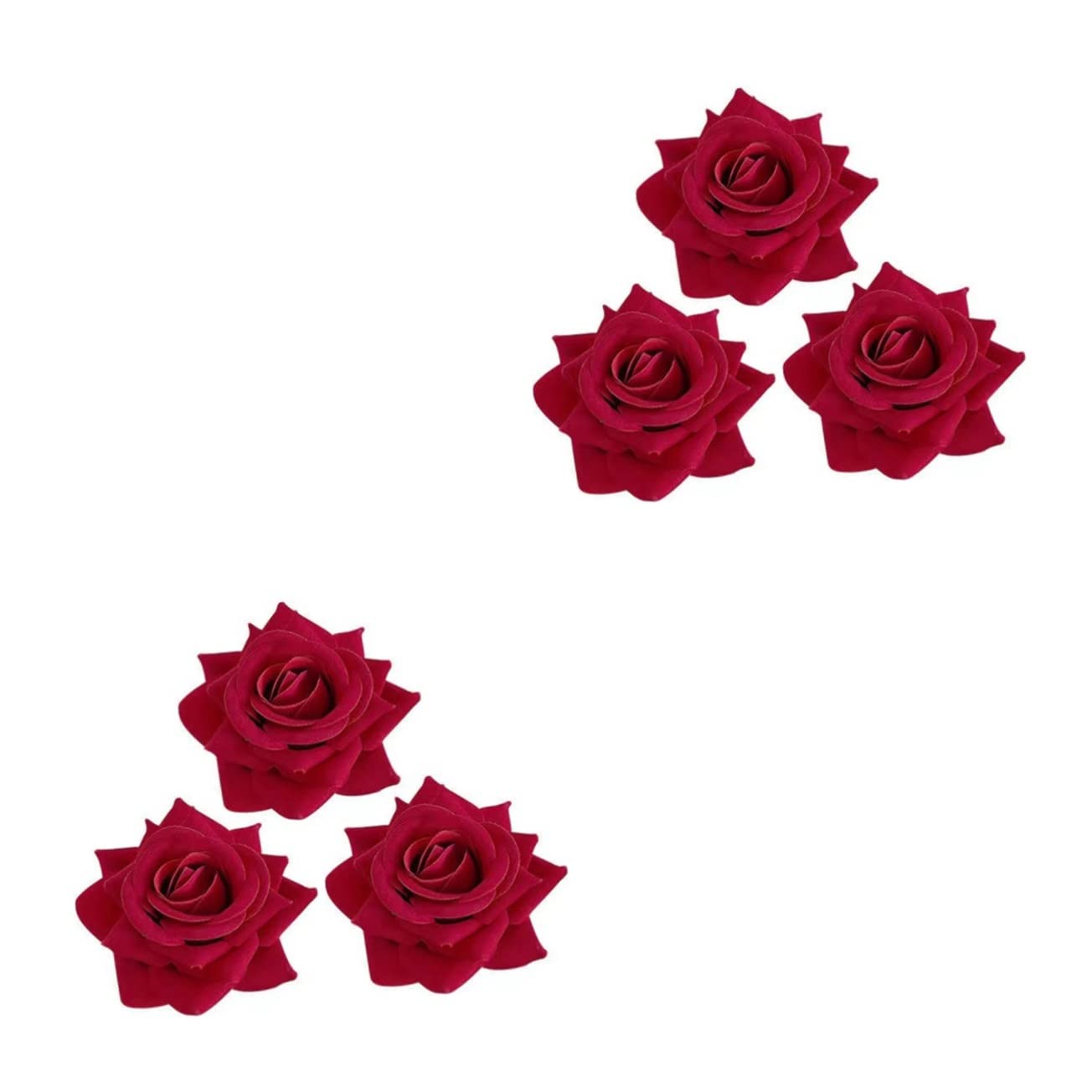 Beaupretty 6 Pcs Rose Hair Clips for Women - Floral Barrettes, Rose Hairpins, Simulated Fabric Flower Hair Clips, Wedding Bridal Accessories, Girls Tiaras & Bang Clips (Red) - Perfect for Weddings, Parties, Prom & Everyday Styling