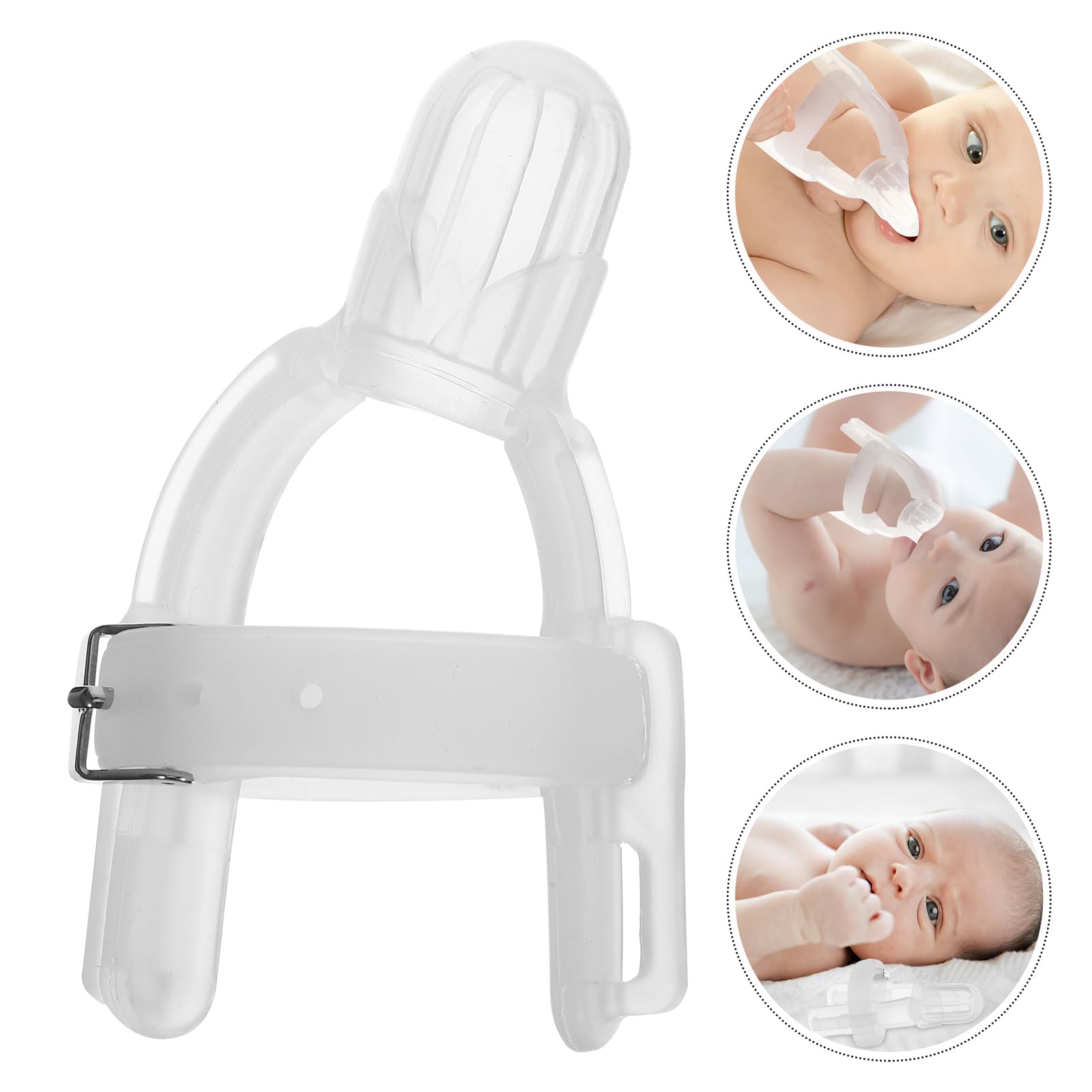 Baby Finger Protector - Transparent Silicone Thumb & Finger Cover for Infants & Toddlers, Adjustable Wrist Band to Stop Thumb Sucking & Nail Biting - Ideal for Outdoor Play, Travel & Home Use