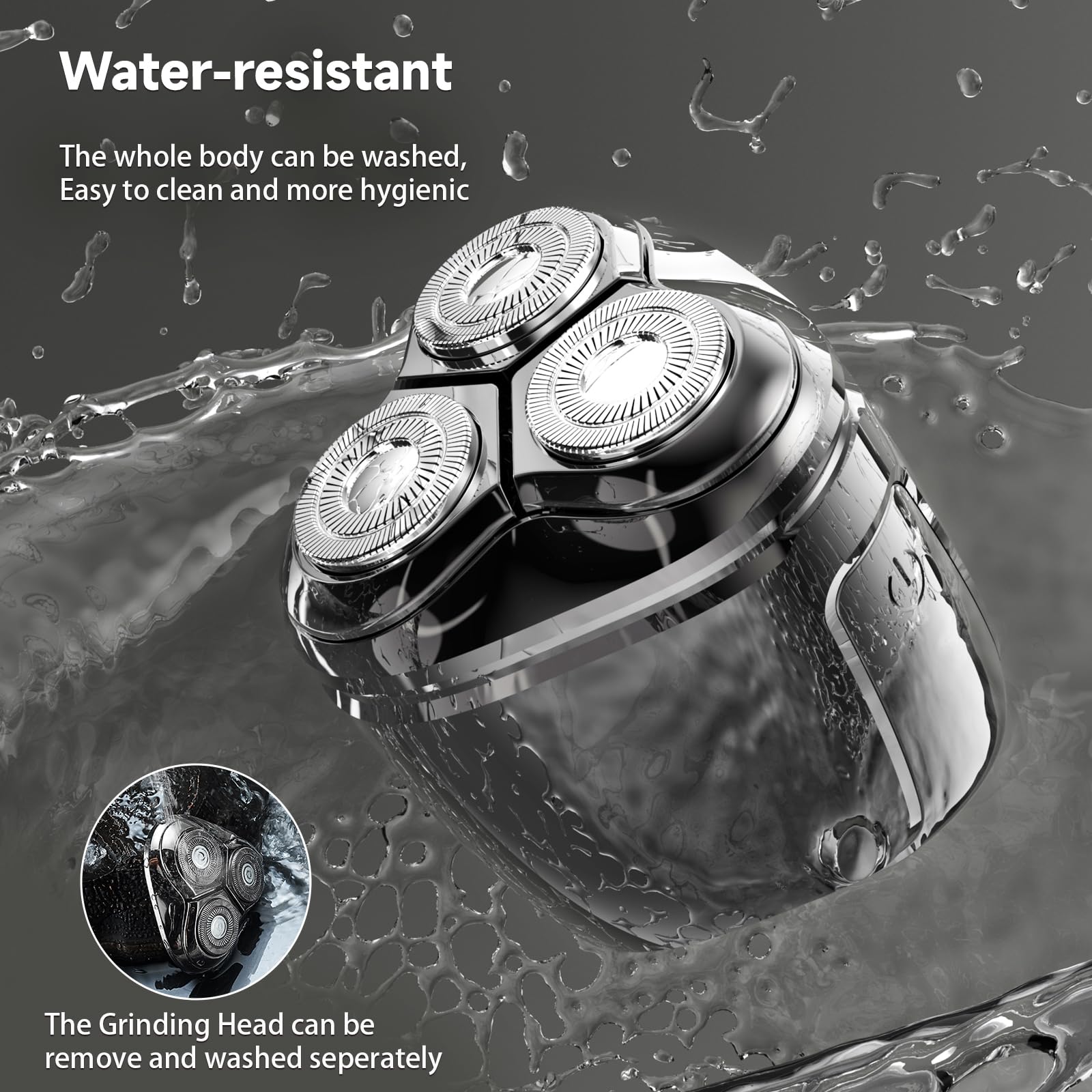 Electric Head Shaver for Bald Men - Rechargeable Wet/Dry Rotary Shaver with LED Display, 3D Magnetic Technology, Waterproof & Portable Travel Grooming Kit (Silver) - Perfect for Home, Gym & Business Trips