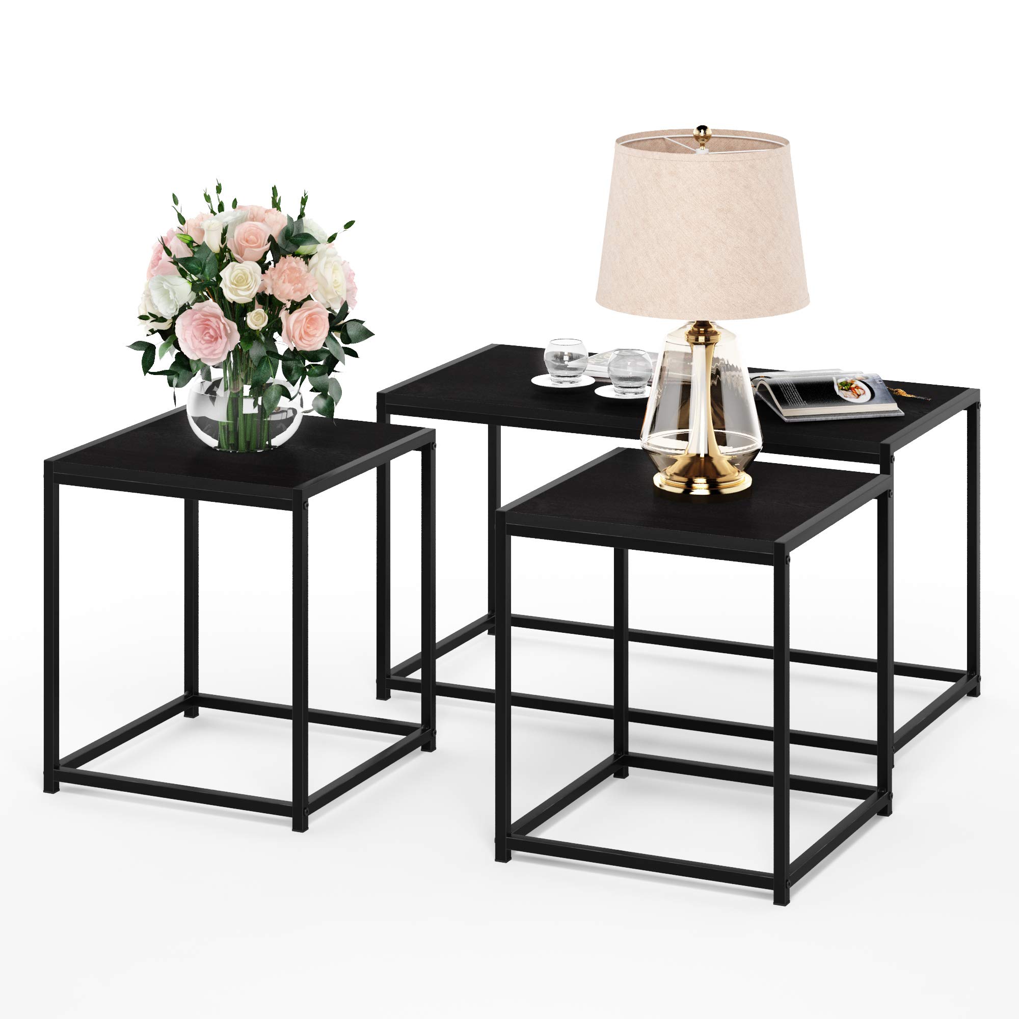 Modern Coffee Table Set with 2 End Tables for Living Room - Americano Style Home Decor