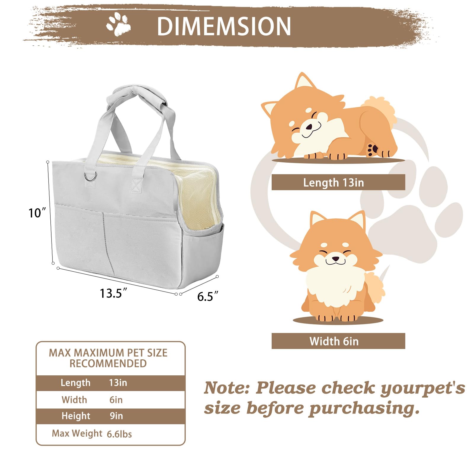 Airline Approved Soft-Sided Dog Carrier Purse for Small Dogs & Puppies - Lightweight Oxford Cotton Tote with 6 Pockets - Perfect for Travel, Shopping & Outdoor Adventures