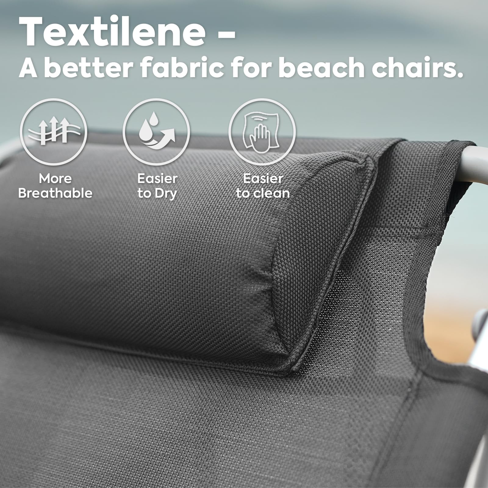 ICECO Heavy Duty Folding Beach Chair for Adults - 5 Position Reclining Portable Outdoor Chair with Cup Holder - 350lb Capacity for Beach, Camping, Lawn, Picnic, Backyard & Travel