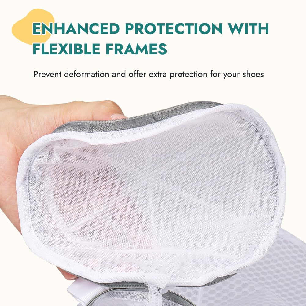 Tenn Well 2-Pack Honeycomb Mesh Laundry Bags for Shoes - 7.8 x 14 Inch Washing Machine Bags for Sneakers, Tennis Shoes, Socks & Delicates - Perfect for Travel, Gym & Home Laundry Care