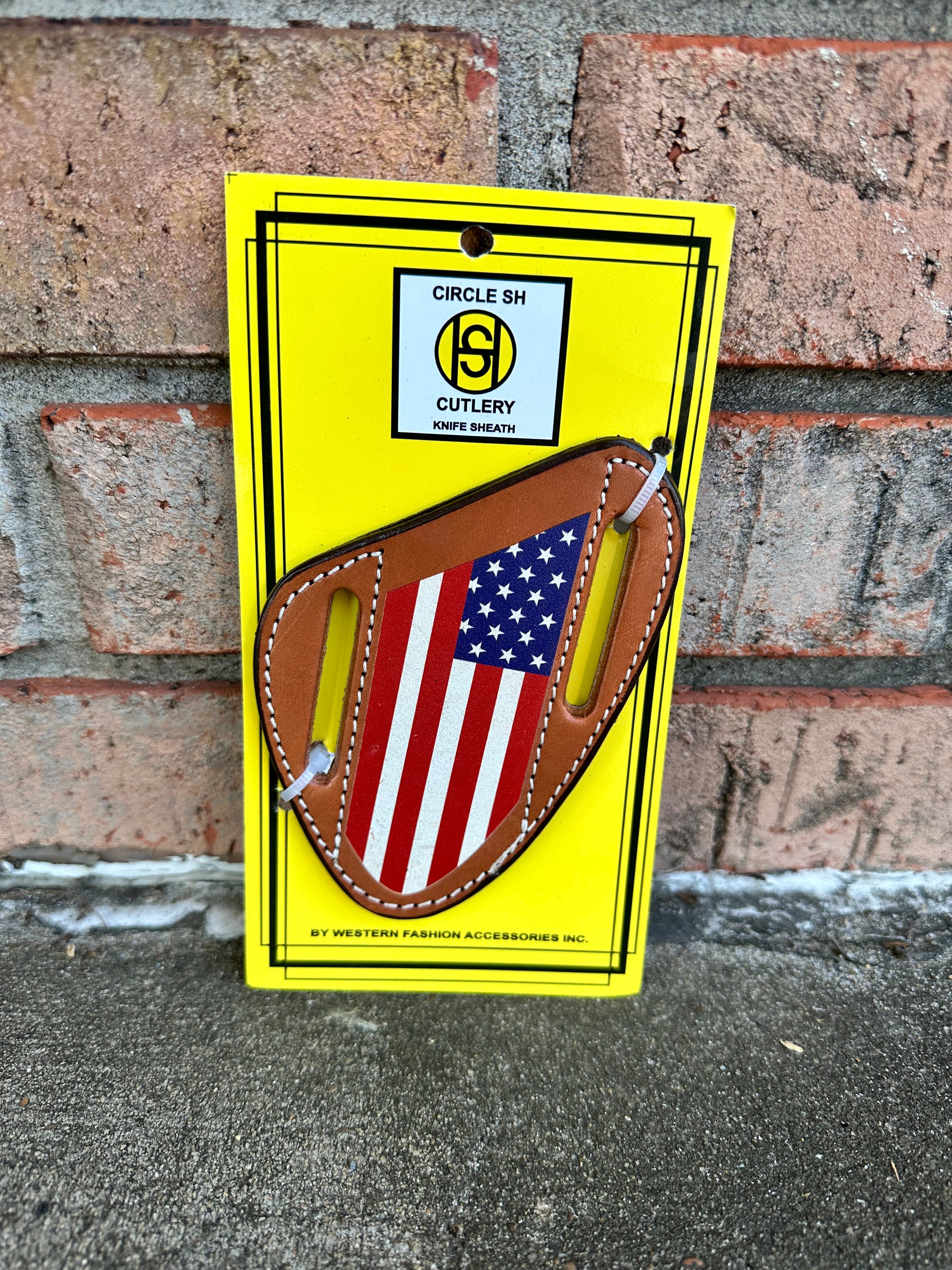 Circle SH Flag Americana Knife Sheath HKS2 - Durable Leather Knife Holder for Outdoor Camping, Hunting & Survival Gear