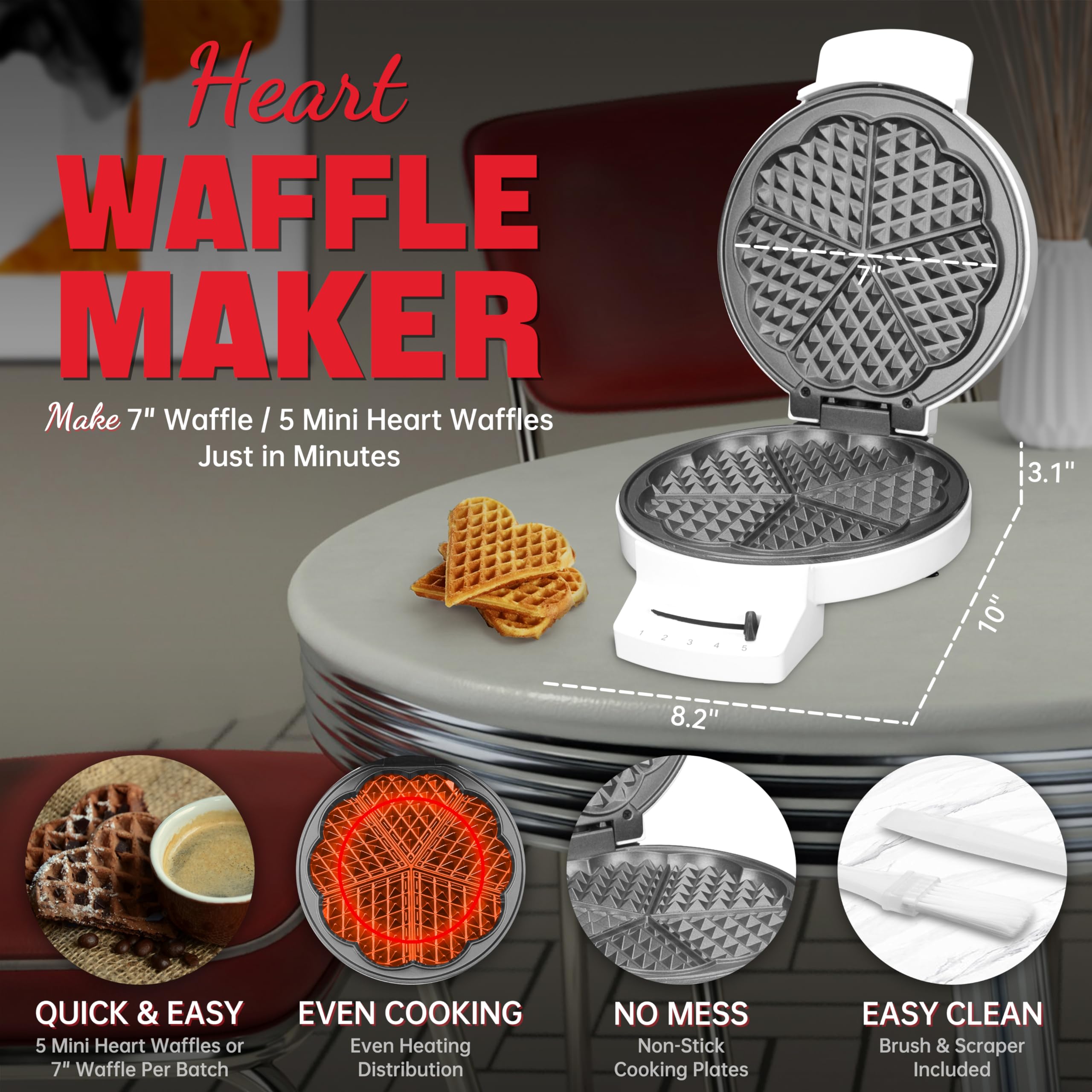 Mini Heart Shaped Waffle Maker - 7