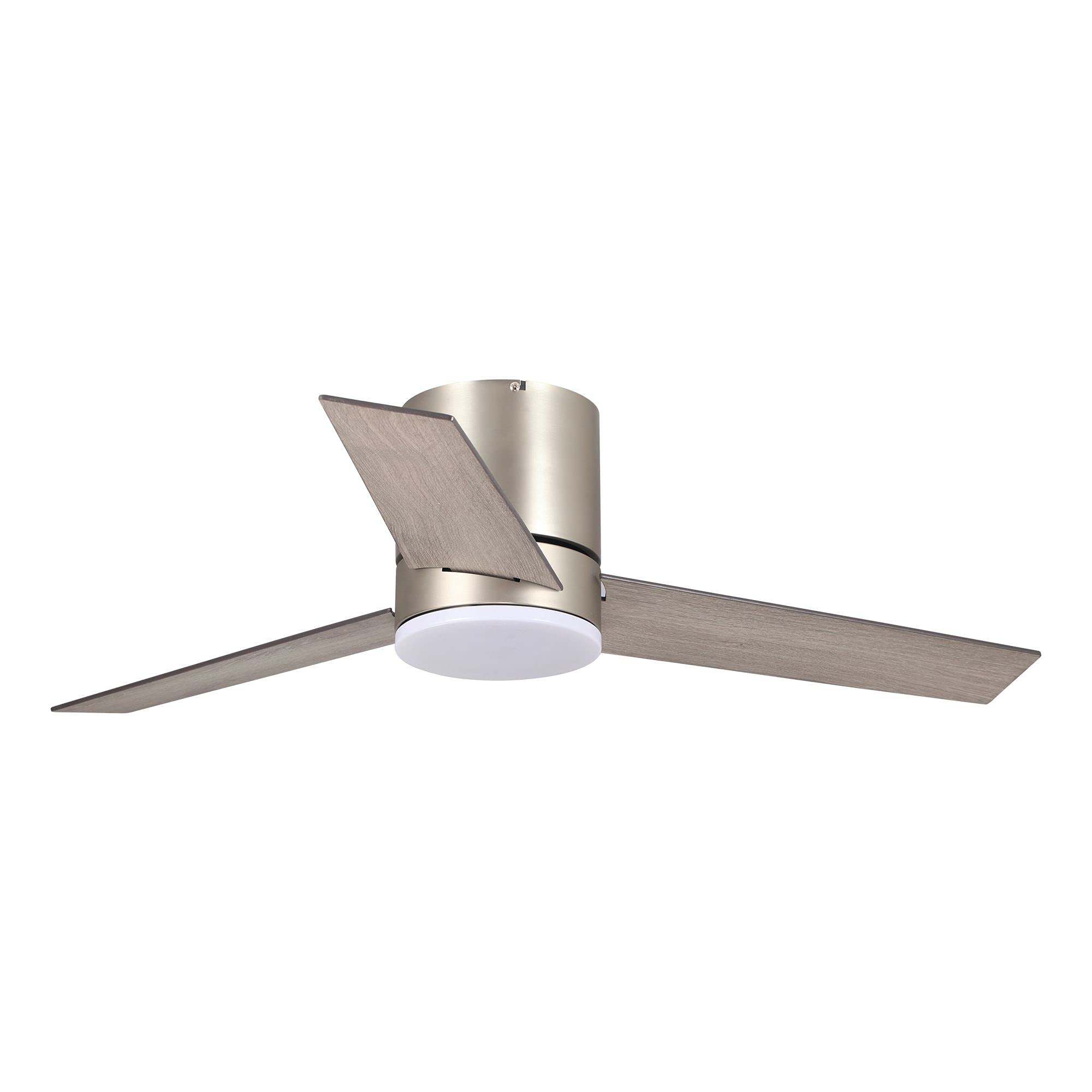Parrot Uncle 48 Inch Low Profile Flush Mount Ceiling Fan with Light - Adjustable Color Temperature, Remote Control, Satin Nickel Finish - Perfect for Bedrooms, Living Rooms & Home Offices