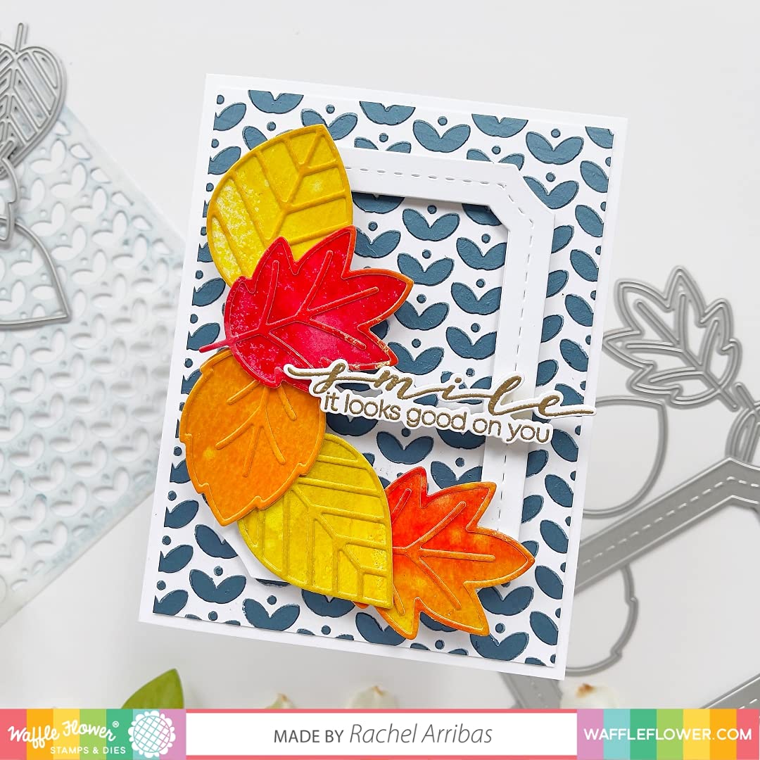 Waffle Flower Two-Step Leaves Matching Die Set for Card Making & Scrapbooking - Perfect for DIY Greeting Cards, Invitations, and Paper Crafts