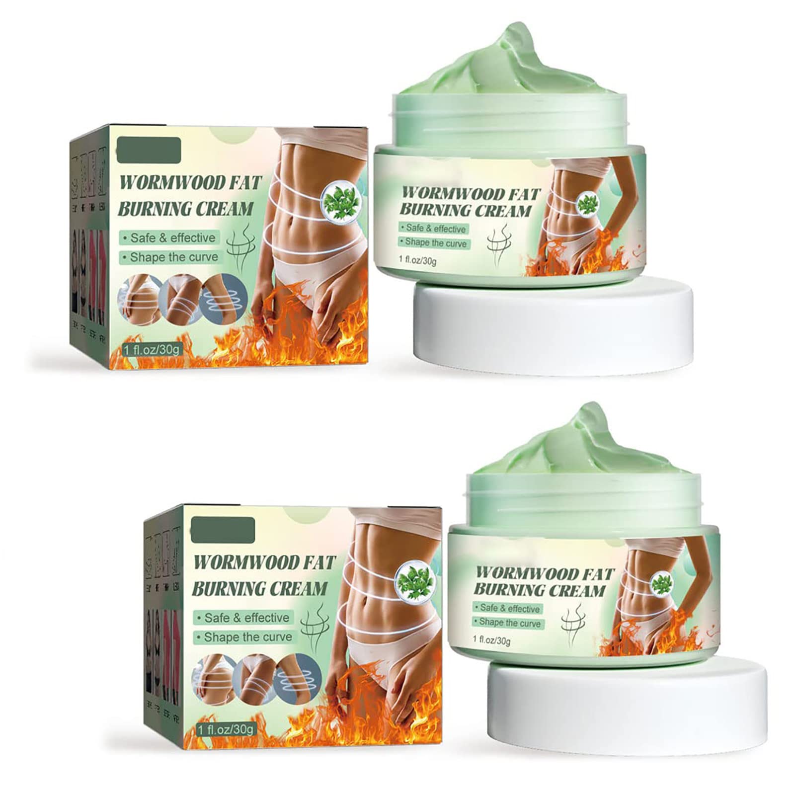 Herbslab Wormwood Lymph Unclog Hot Cream - Natural Belly Fat Burner & Cellulite Treatment for Weight Loss | Slimming & Fat Burning Cream for Body Contouring | Perfect for Post-Workout Recovery & Home Spa Treatments (2 Boxes)