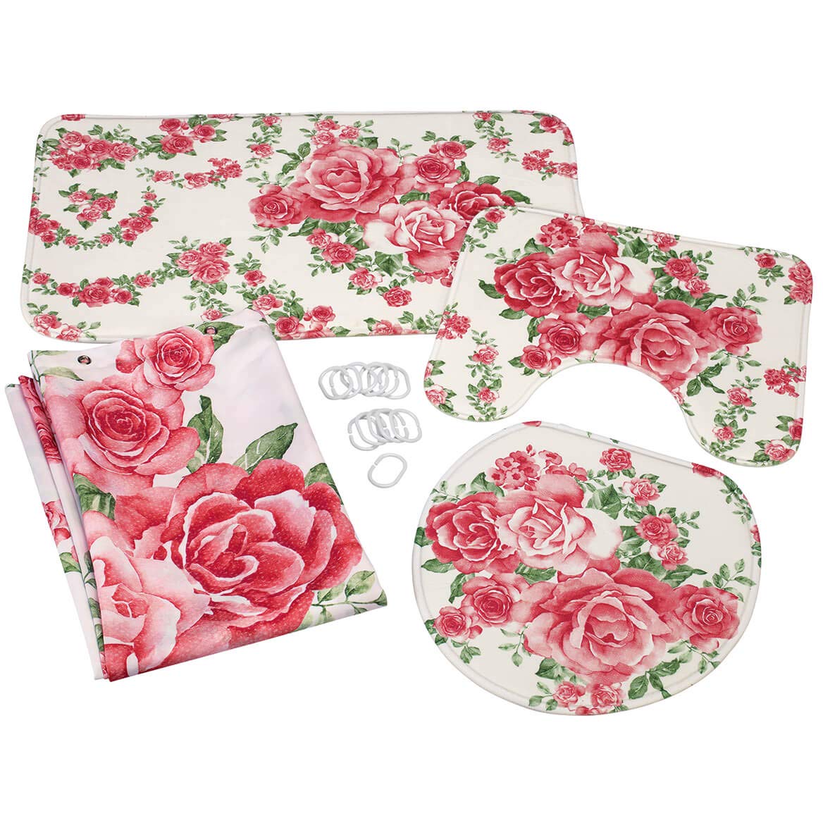 4-Piece Rose Bouquet Bathroom Set - Soft & Absorbent Towel Collection for Bath, Spa & Guest Room Decor