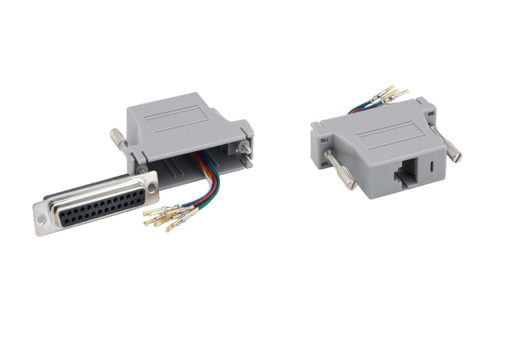 DB25 Female to RJ45 (8P8C) Female Modular Adapter - 10 Pack Gray - Perfect for Network Connectivity, Data Transfer & Telecom Applications