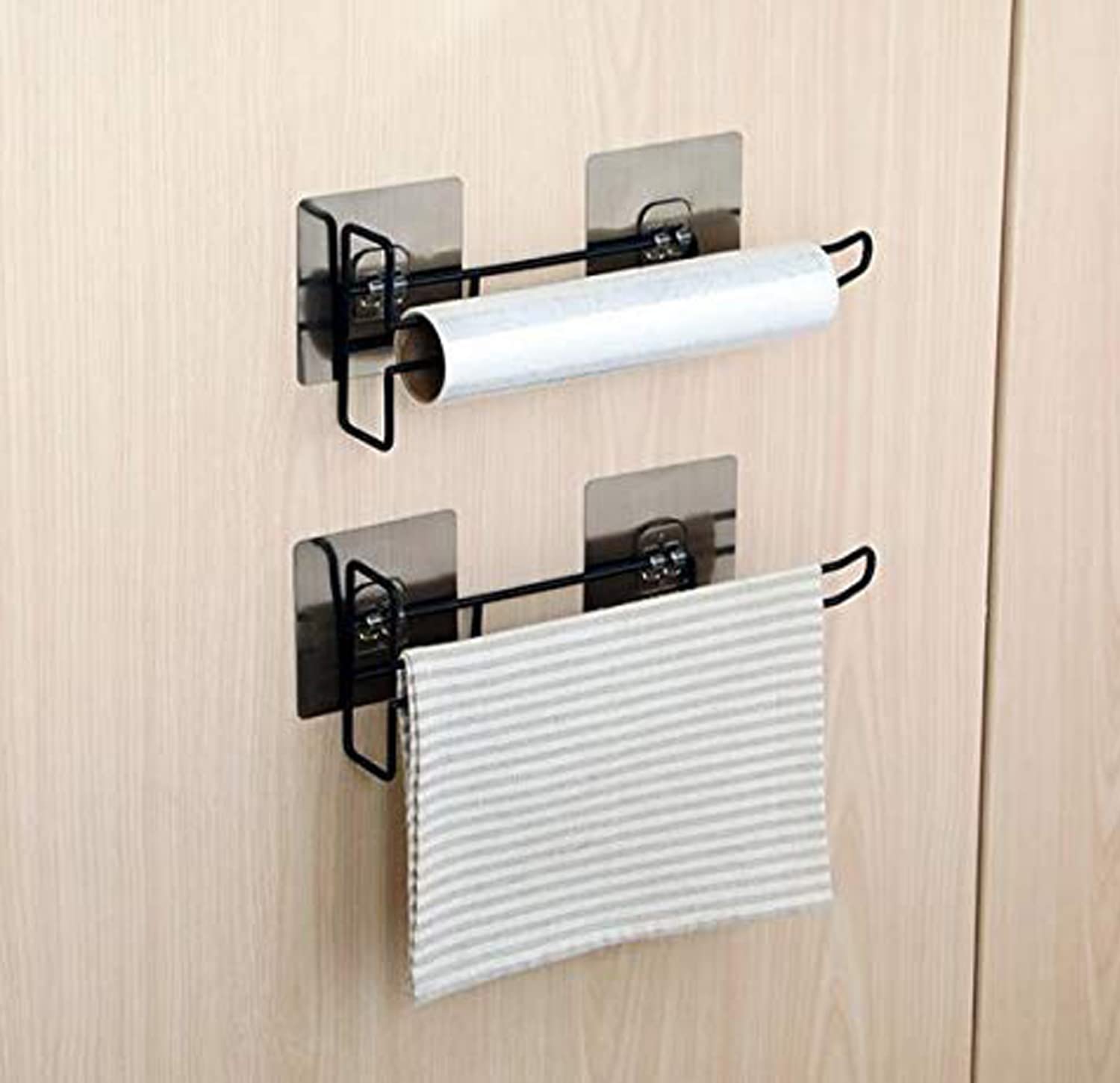 STOIQE 3-in-1 Self-Adhesive Wall Mounted Organizer - Towel Holder, Tissue Paper Rack & Wine Glass Holder - No Drilling Required (1 Pack) - Perfect for Bathroom, Kitchen & Bar Organization