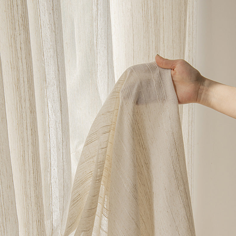 Olympia Striped Linen Light Filtering Custom Curtains - Elegant Window Treatment for Living Room & Bedroom