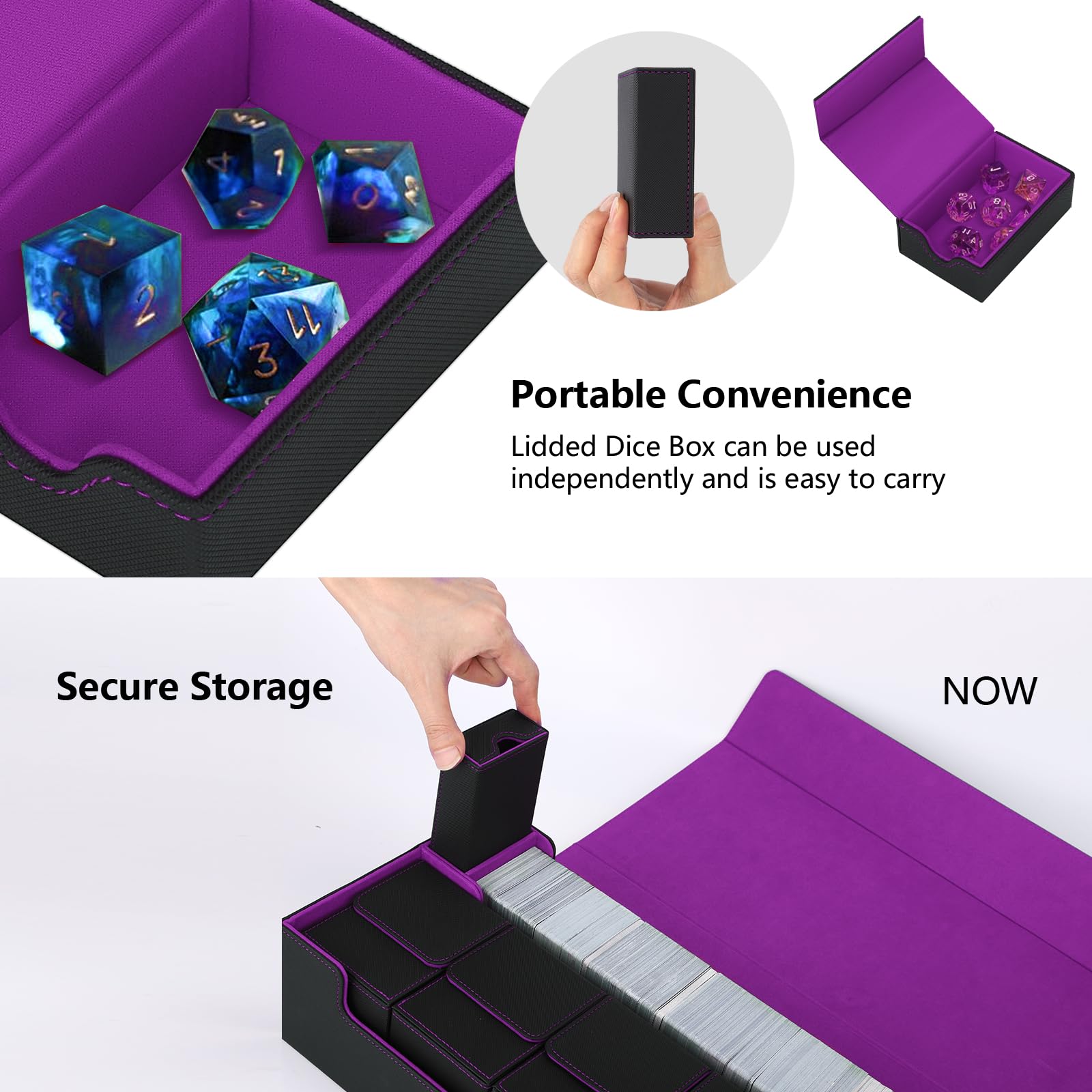 Scimi MTG Card Storage Box - Holds 5 Decks or 1800+ Cards with Magnetic Closure | Durable Opaque Case for MTG, YuGiOh, Uno & Collectible TCG Cards | Perfect for Game Nights, Travel & Card Collection Organization (Black)