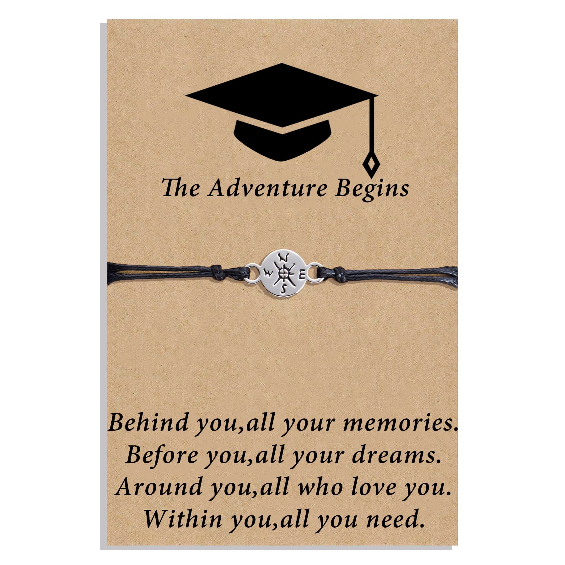 2023 Graduation Gifts for Her, Him, Boys & Girls - Platinum Plated Compass Bracelet | Inspirational Keepsake for Graduates, Best Friend, Son & Daughter | Perfect for Commencement, Prom & Special Occasions