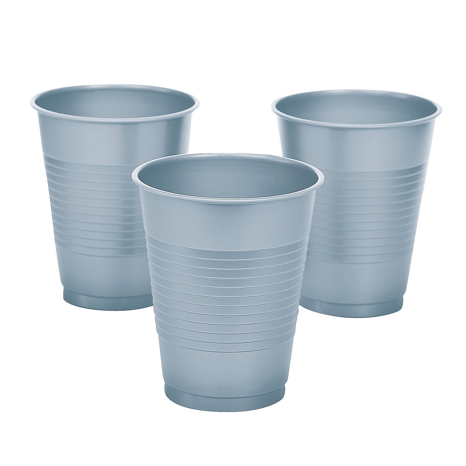 16oz Metallic Silver Plastic Cups for Parties - 20-Pack Disposable Tableware - Elegant Solid Cups for Weddings, Birthdays & Events - Fun Express Party Supplies