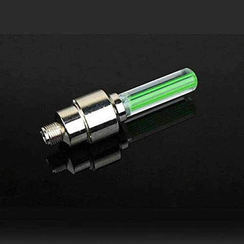 2X Green LED Tire Valve Caps - Glowing Motorcycle Lights for Night Riding