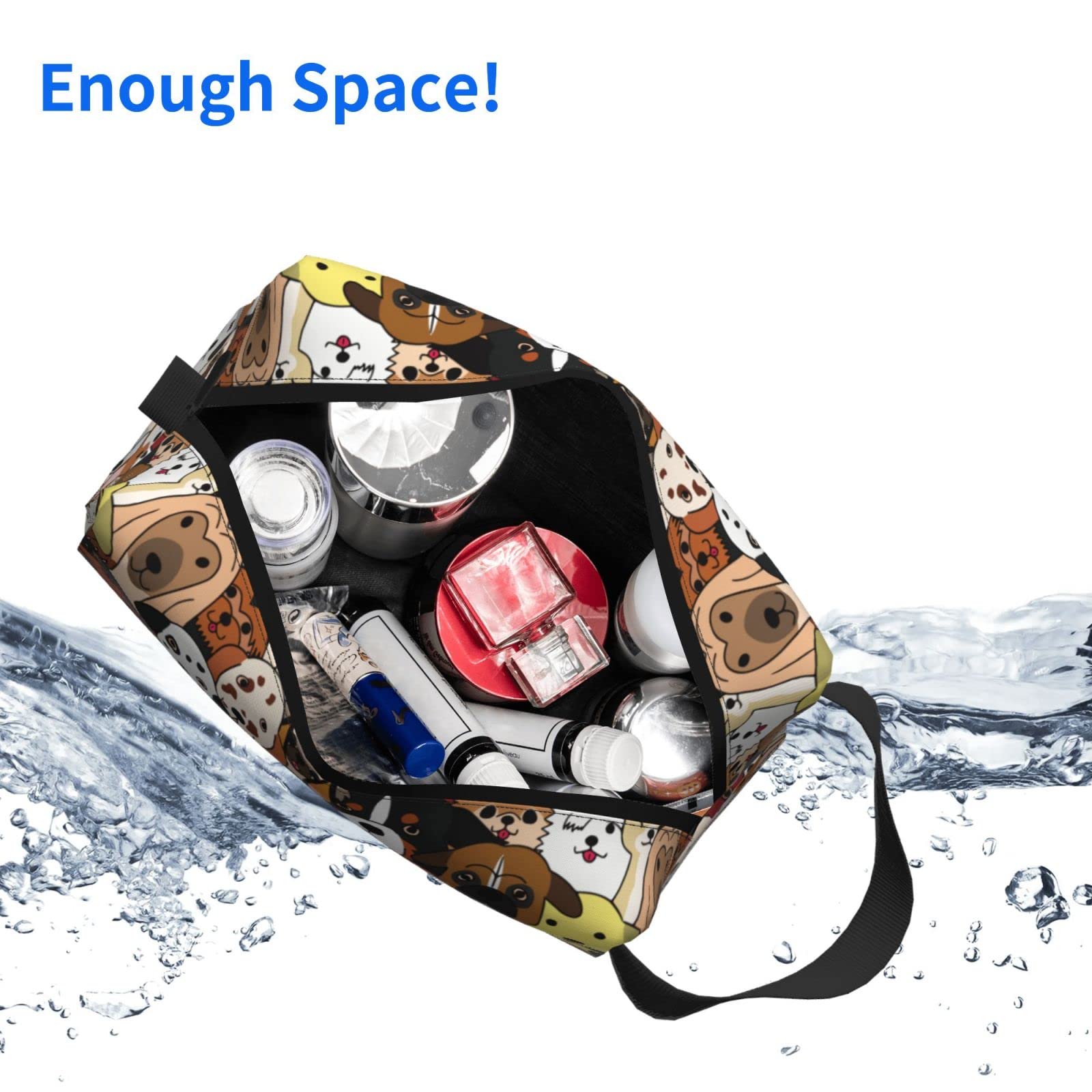 Waterproof Dog Toiletry Travel Bag for Women & Men - Zippered Cosmetic Makeup Pouch with Storage Compartments | Perfect for Pet Grooming, Camping Trips & Vacation Essentials