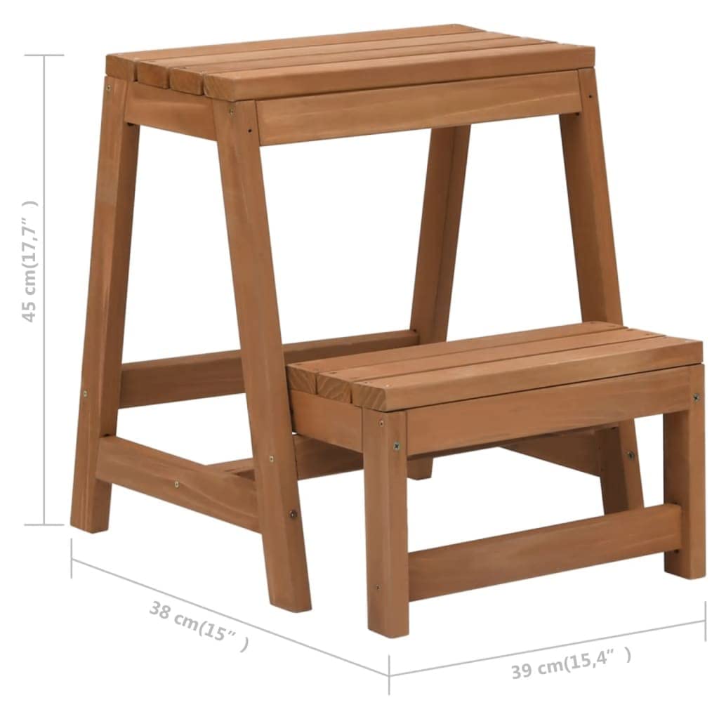 SKM Foldable Step Stool - Solid Firwood Ladder Stool for Kitchen, Bathroom & Home Use - Compact, Sturdy & Space-Saving Step Stool for Adults & Kids